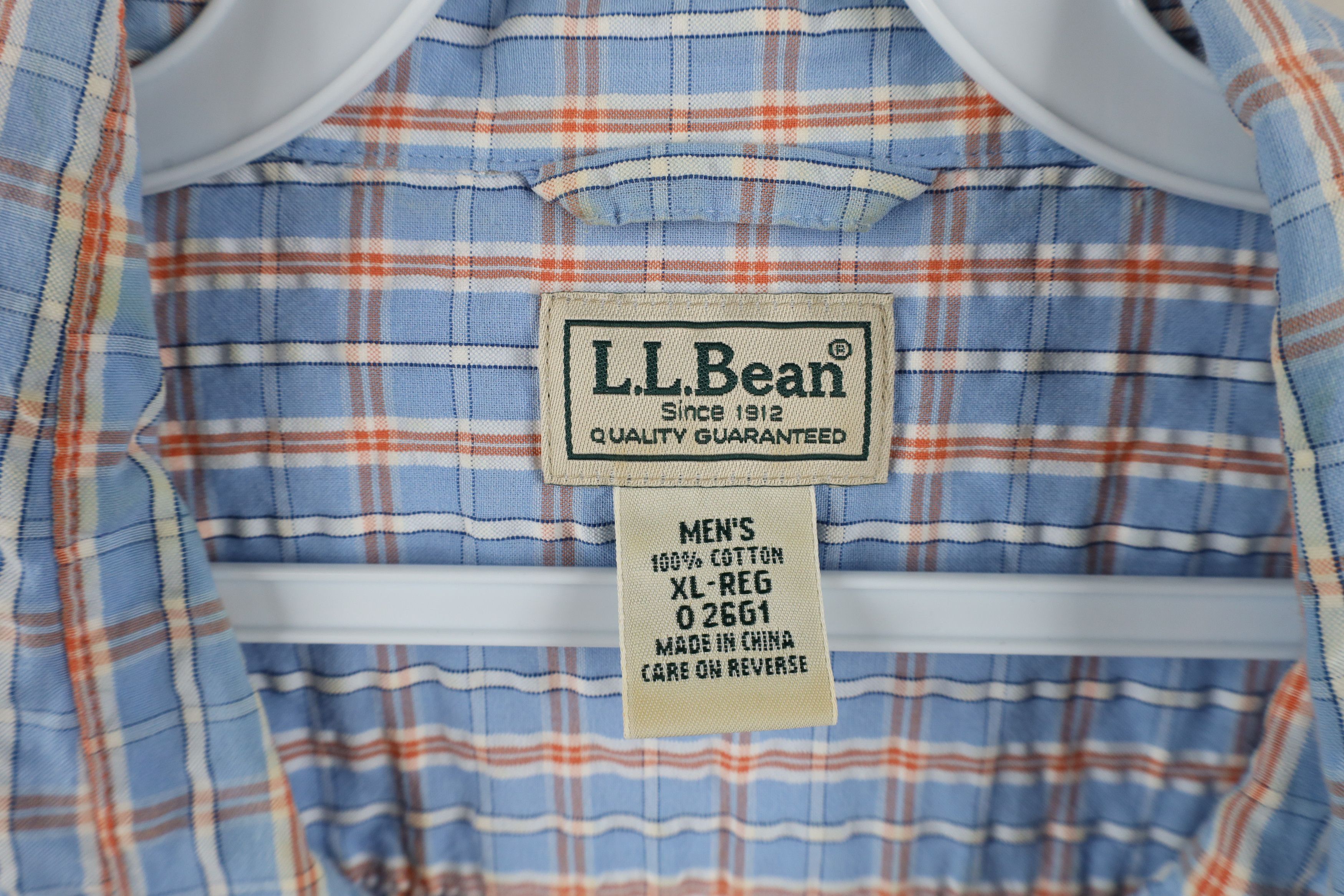 L.L. Bean × Vintage Vintage LL Bean Seer Sucker Short Sleeve Button Shirt Blue Size US XL / EU 56 / 4 - 8 Thumbnail