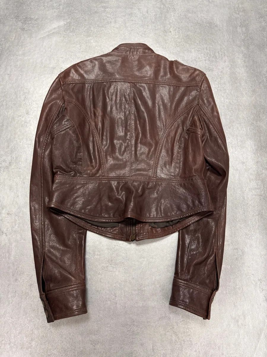 Just Cavalli FW2011 Cavalli Cropped Brown Leather Jacket Size XS / US 0-2 / IT 36-38 - 5 Thumbnail