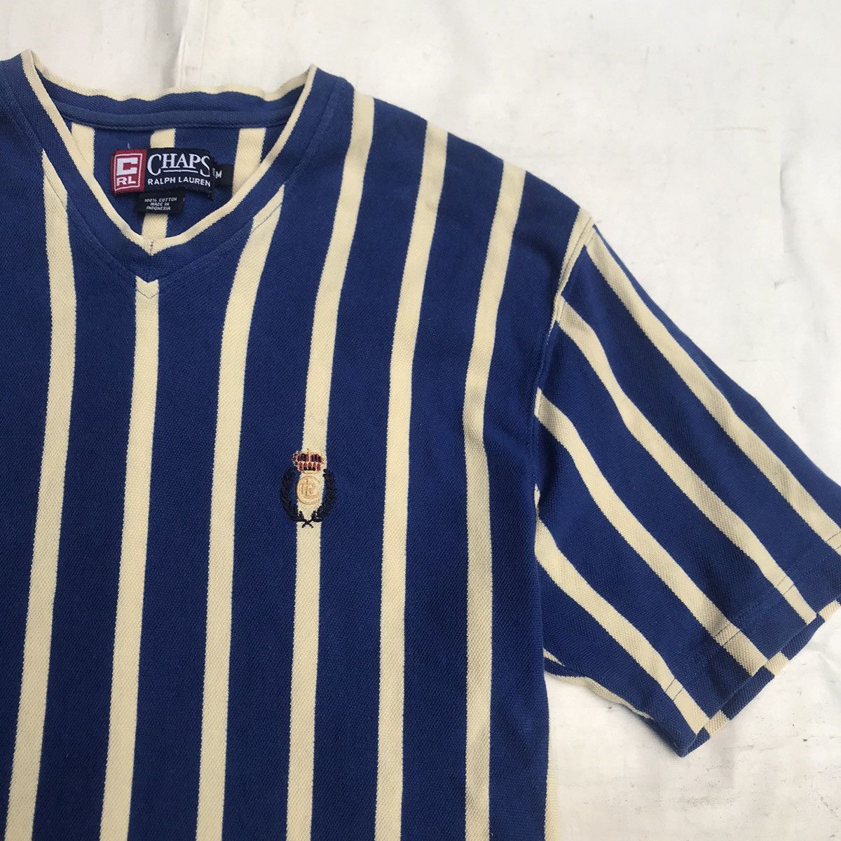 Chaps × Chaps Ralph Lauren × Vintage Vintage E Chaps RL Ralph Lauren Blue Stripes Tee Tshirt Size US M / EU 48-50 / 2 - 7 Thumbnail