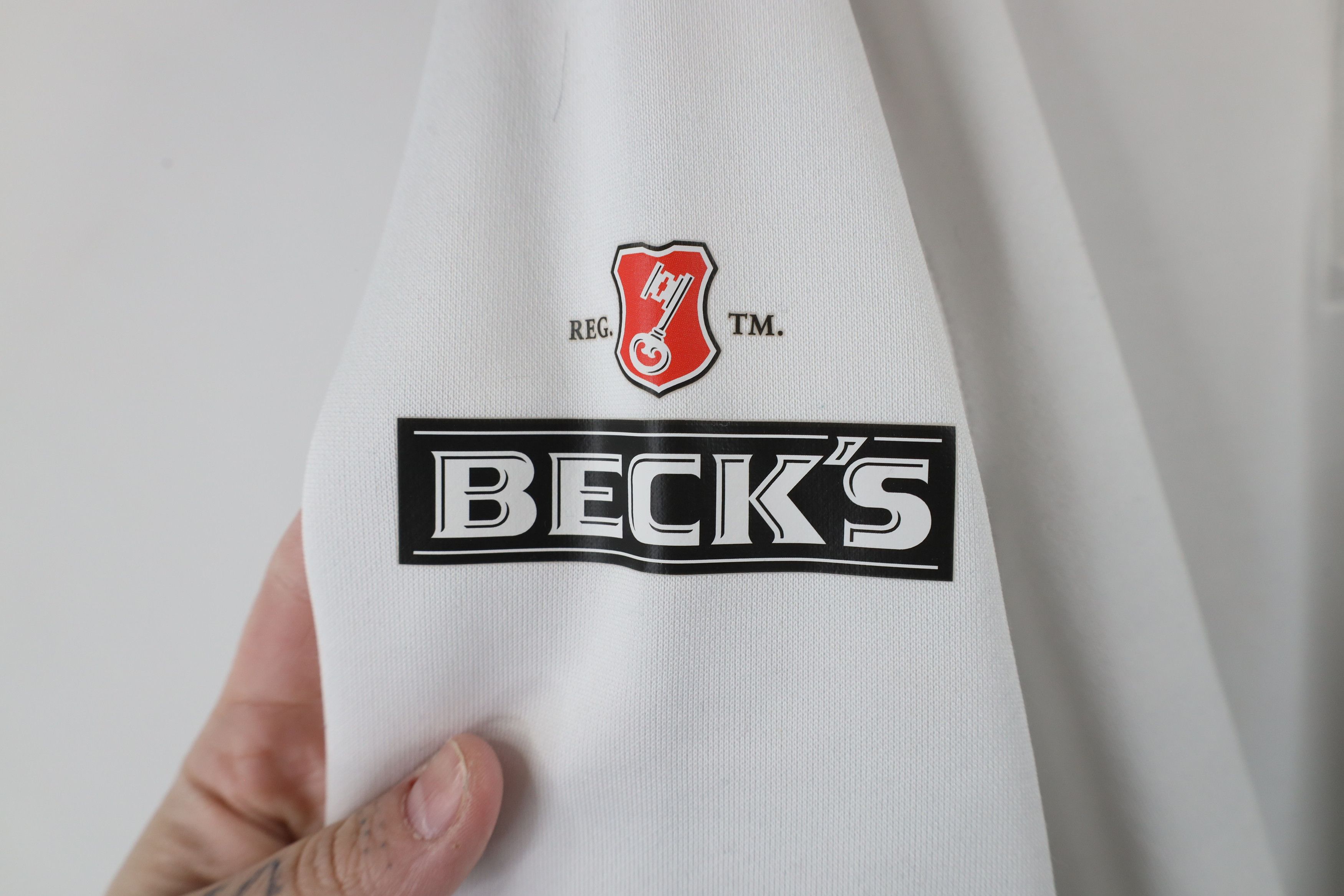 Adidas × Vintage Adidas Beck's Brewery Half Zip Pullover Jacket Top White Size US XL / EU 56 / 4 - 7 Thumbnail