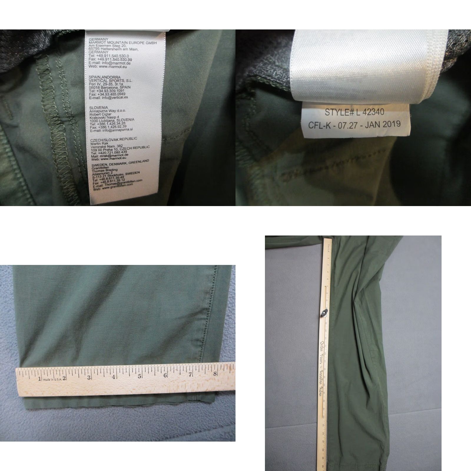 Marmot Marmot Pants Mens XL Green 37X30 Mid Rise Outdoor Hiking Cargo Pocket Size US 36 / EU 52 - 10 Thumbnail