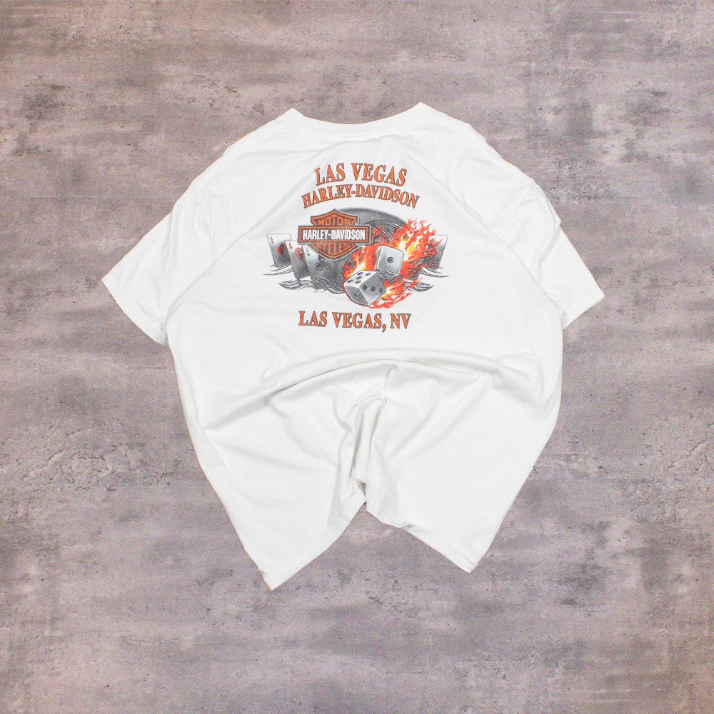 Y2K 2000's 00's Harley Davidson Flames Las Vagus T-Shirt