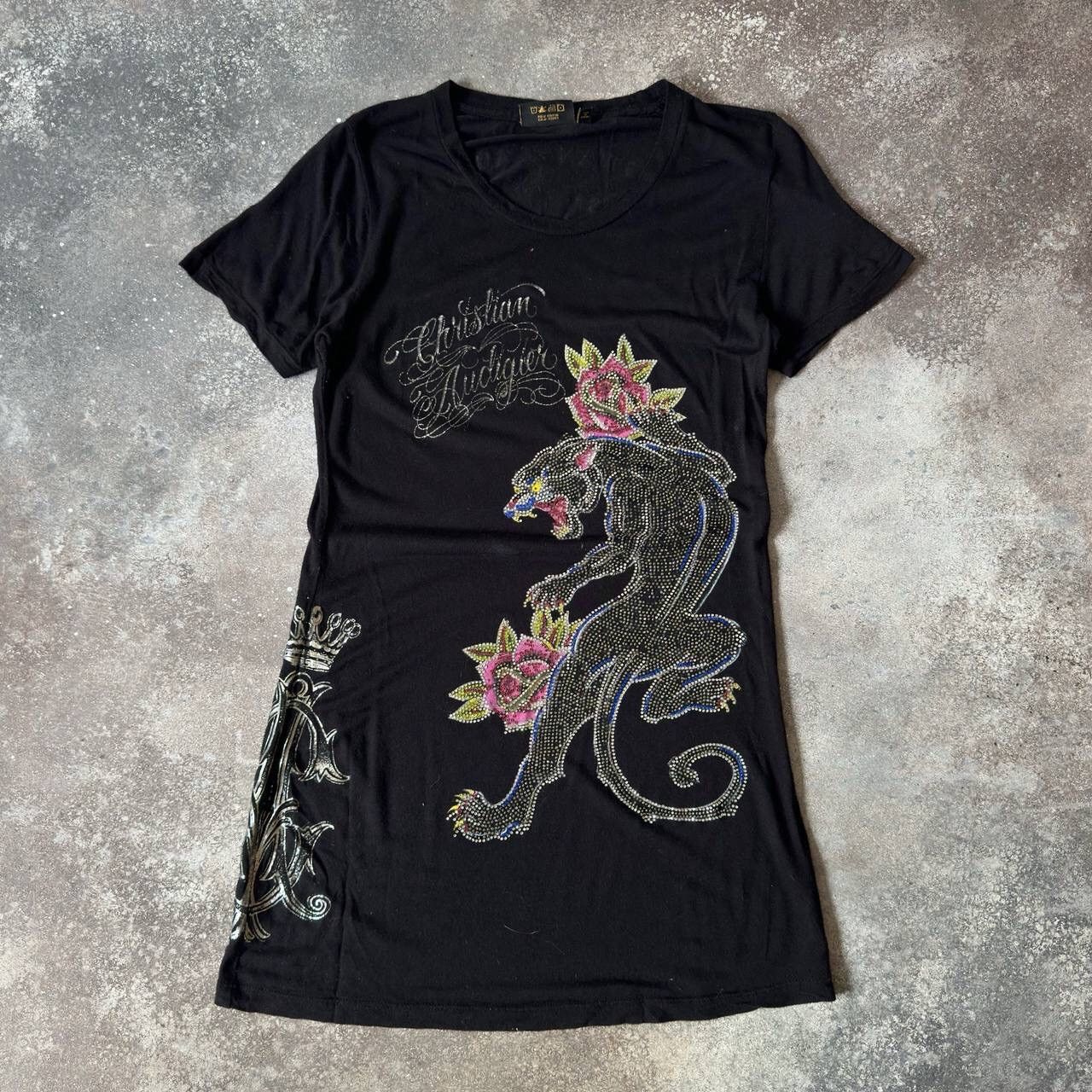 Christian Audigier × Ed Hardy Christian Audigier (Ed Hardy) Rhinestones Pantera T-Shirt Size M / US 6-8 / IT 42-44 - 1 Thumbnail
