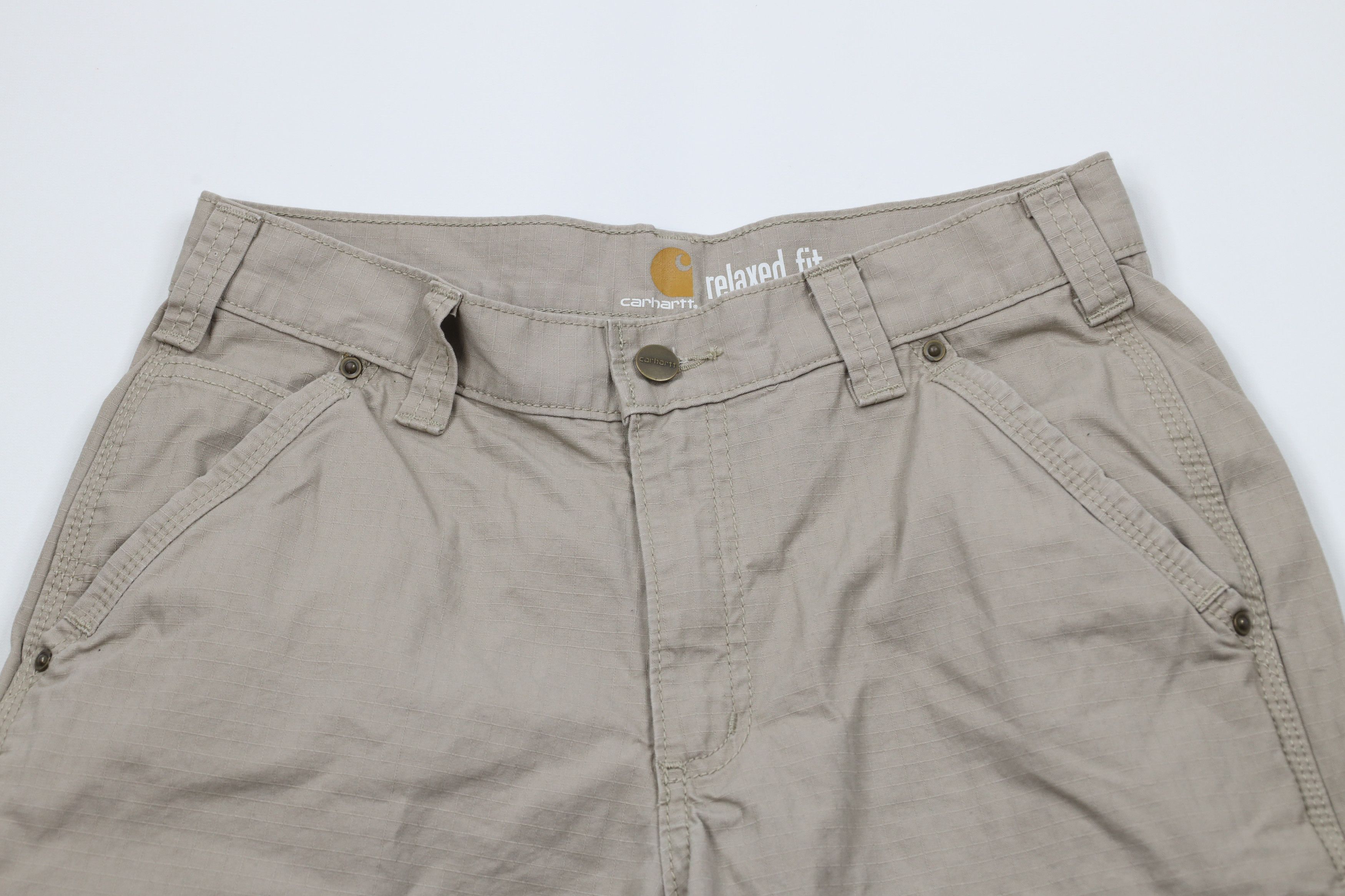 Carhartt × Vintage Vintage Carhartt Spell Out Relaxed Fit Ripstop Shorts Beige Size US 30 / EU 46 - 2 Thumbnail