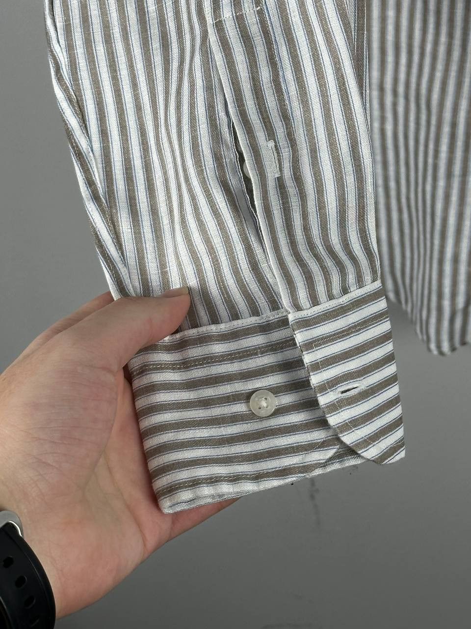 Massimo Dutti Massimo Dutti Luxury Beige Striped Linen Shirt Size US M / EU 48-50 / 2 - 7 Thumbnail
