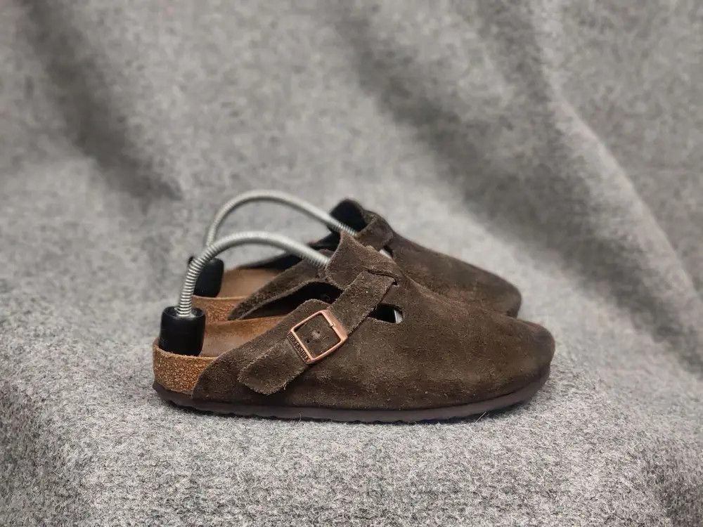 Birkenstock Boston Footbed Suede Leather Taupe Y2K Shoes in Brown, Men's (Size 6)