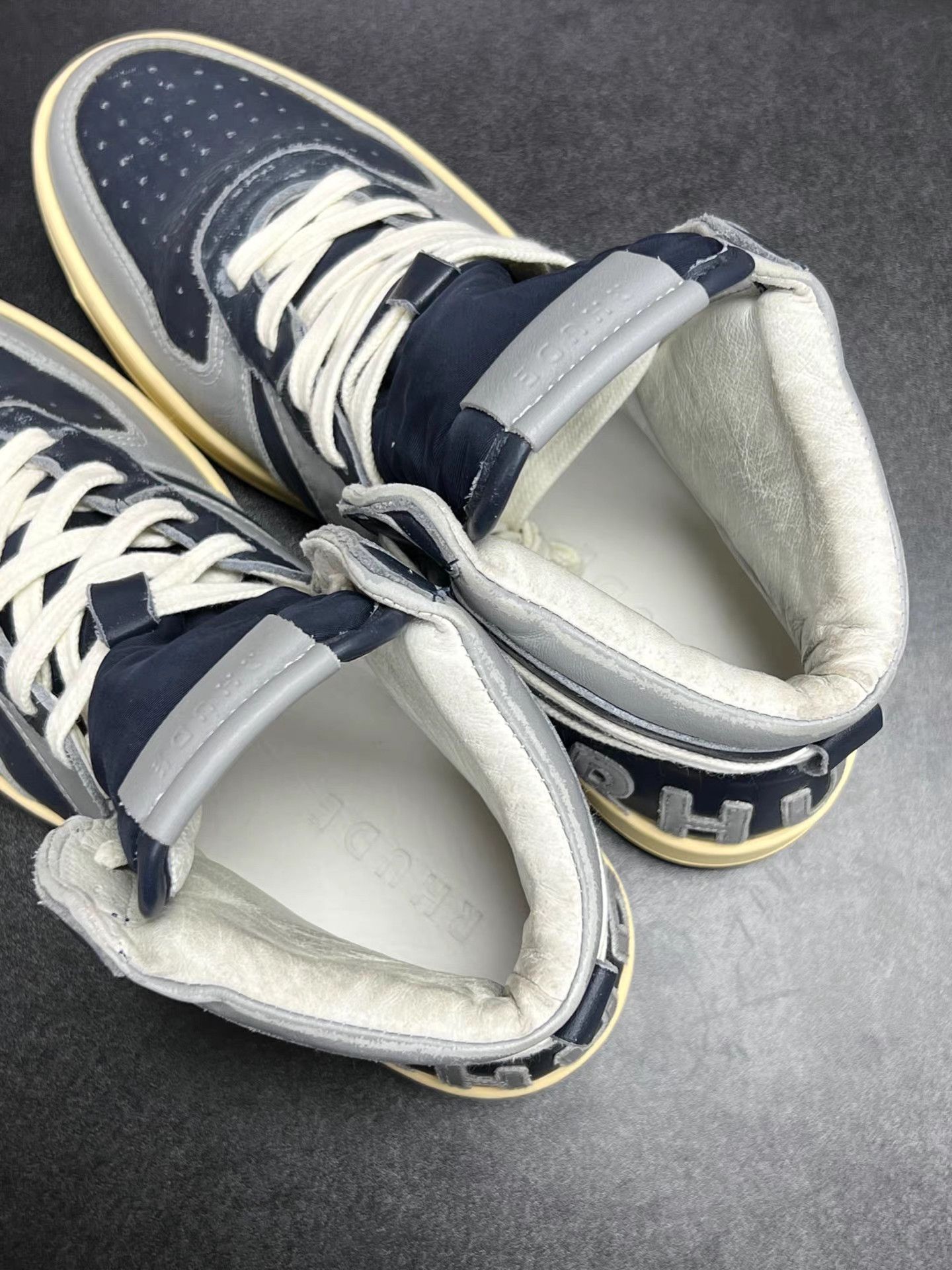 Rhude RHUDE Blue-Gray Distressed High-Top Sneakers K15 Size US 8 / EU 41 - 4 Thumbnail