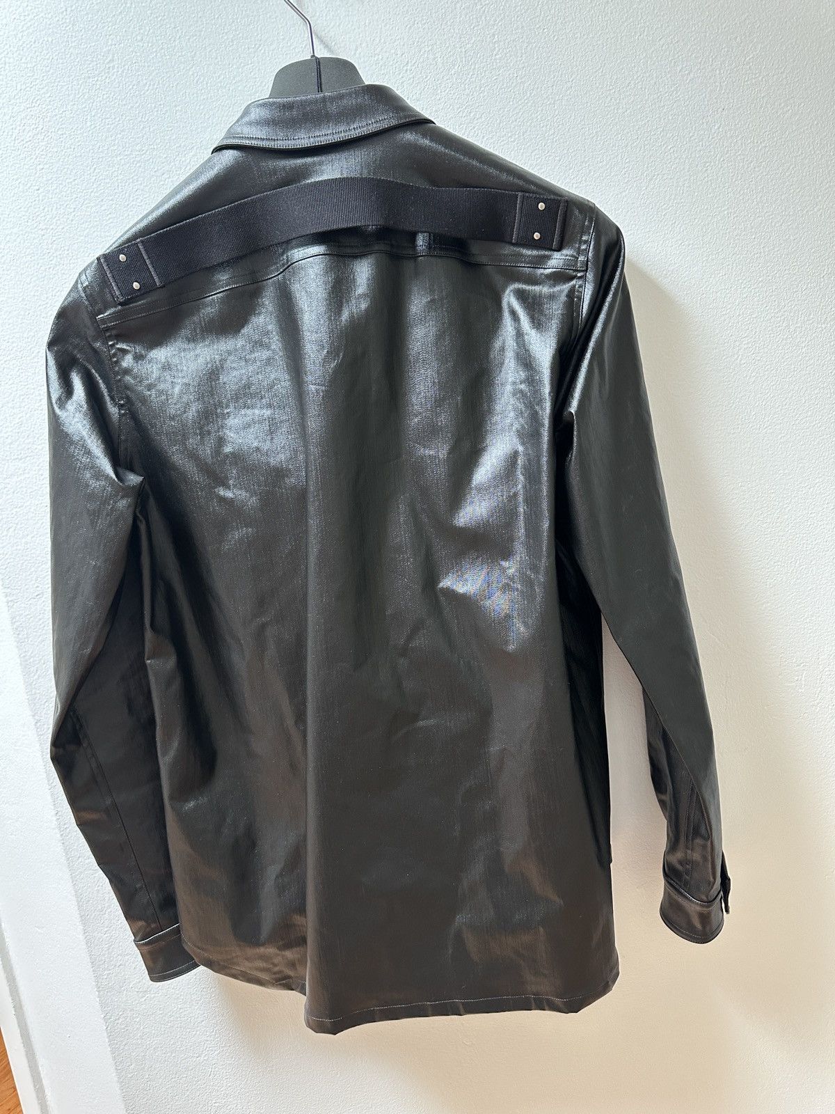 Rick Owens Black Porterville Coated Denim Shirt - 48 Size US M / EU 48-50 / 2 - 2 Thumbnail