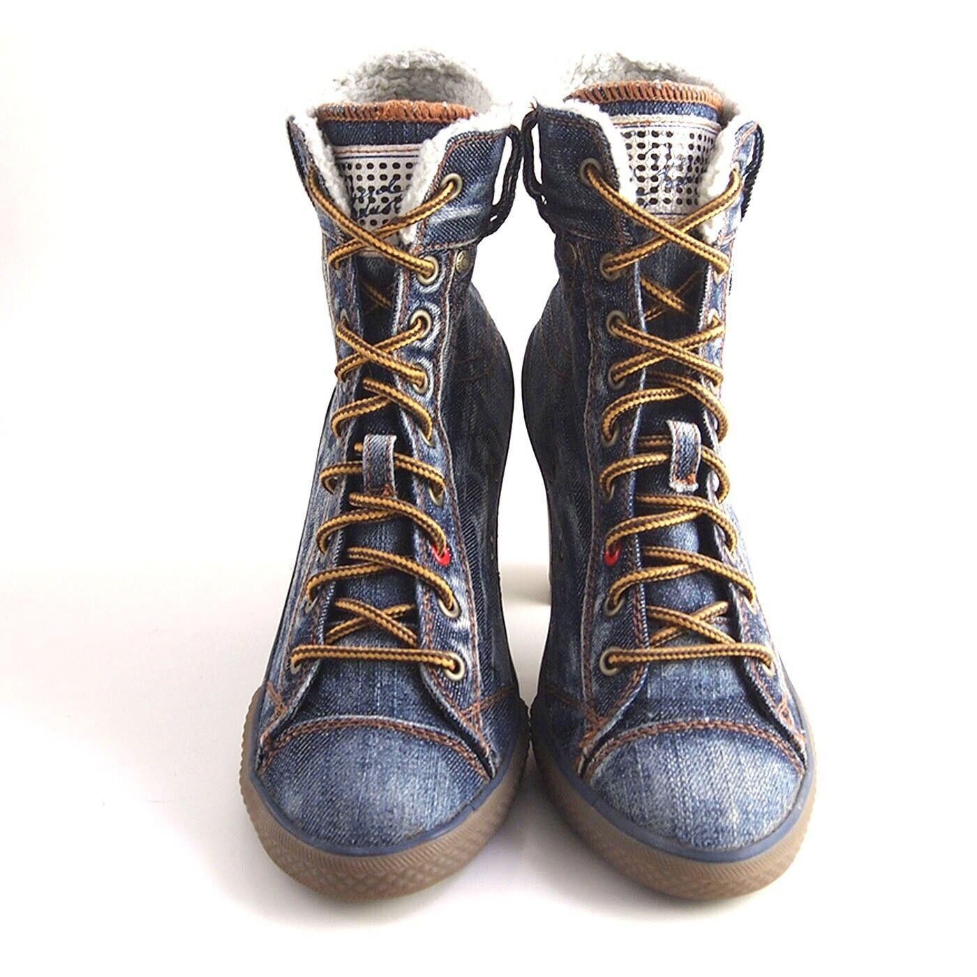 Diesel Diesel Denim Boots Blue Shearling Trim Size US 10 EU 41 Size US 10 / IT 40 - 3 Thumbnail