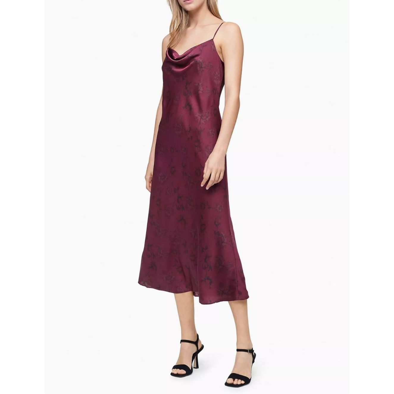 Calvin Klein Calvin Klein Zinfandel Satin Cowl Neck Slip Midi Dress 16 Size XXL / US 16-18 / IT 52-54 - 1 Thumbnail