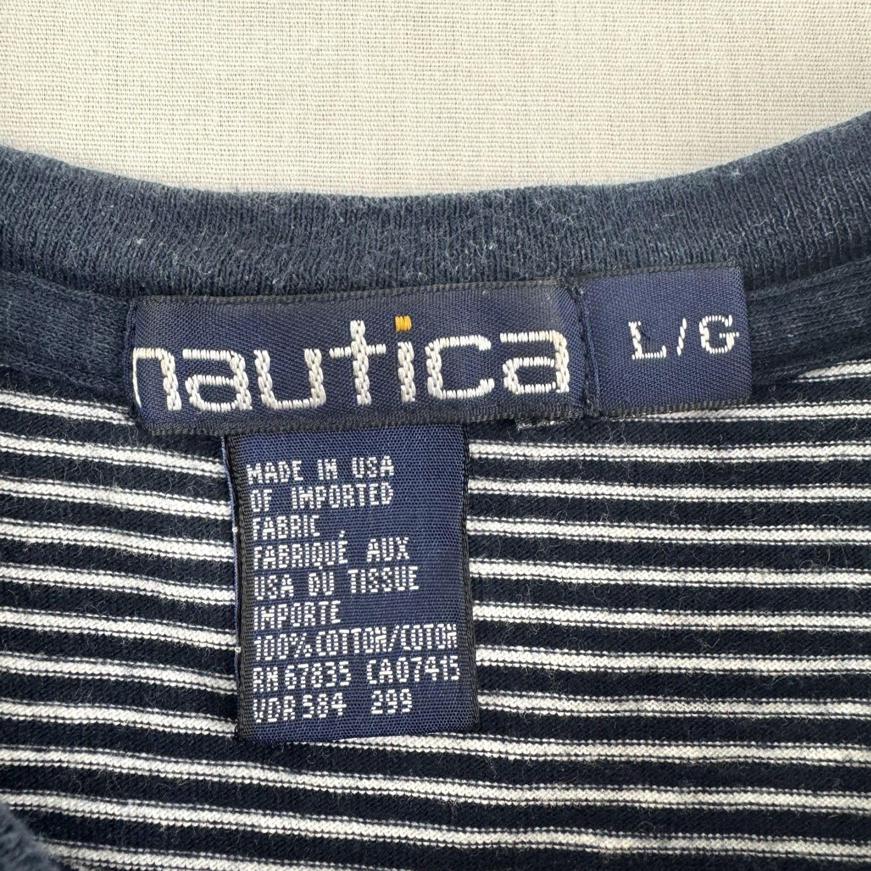 Nautica Vintage Nautica Striped T-Shirt Adult Large Logo USA 90s Hipster Cotton Shirt Mens Size US L / EU 52-54 / 3 - 4 Thumbnail