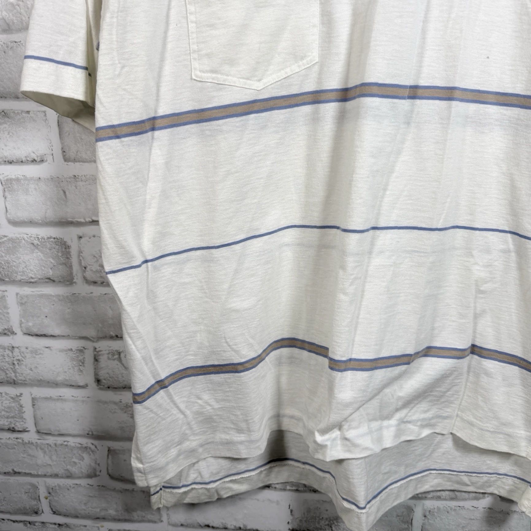 Lacoste VINTAGE Lacoste Polo Shirt Mens M White Striped Cotton Blend Casual Shirt Adult Medium White Lacoste Mens Size US M / EU 48-50 / 2 - 3 Thumbnail