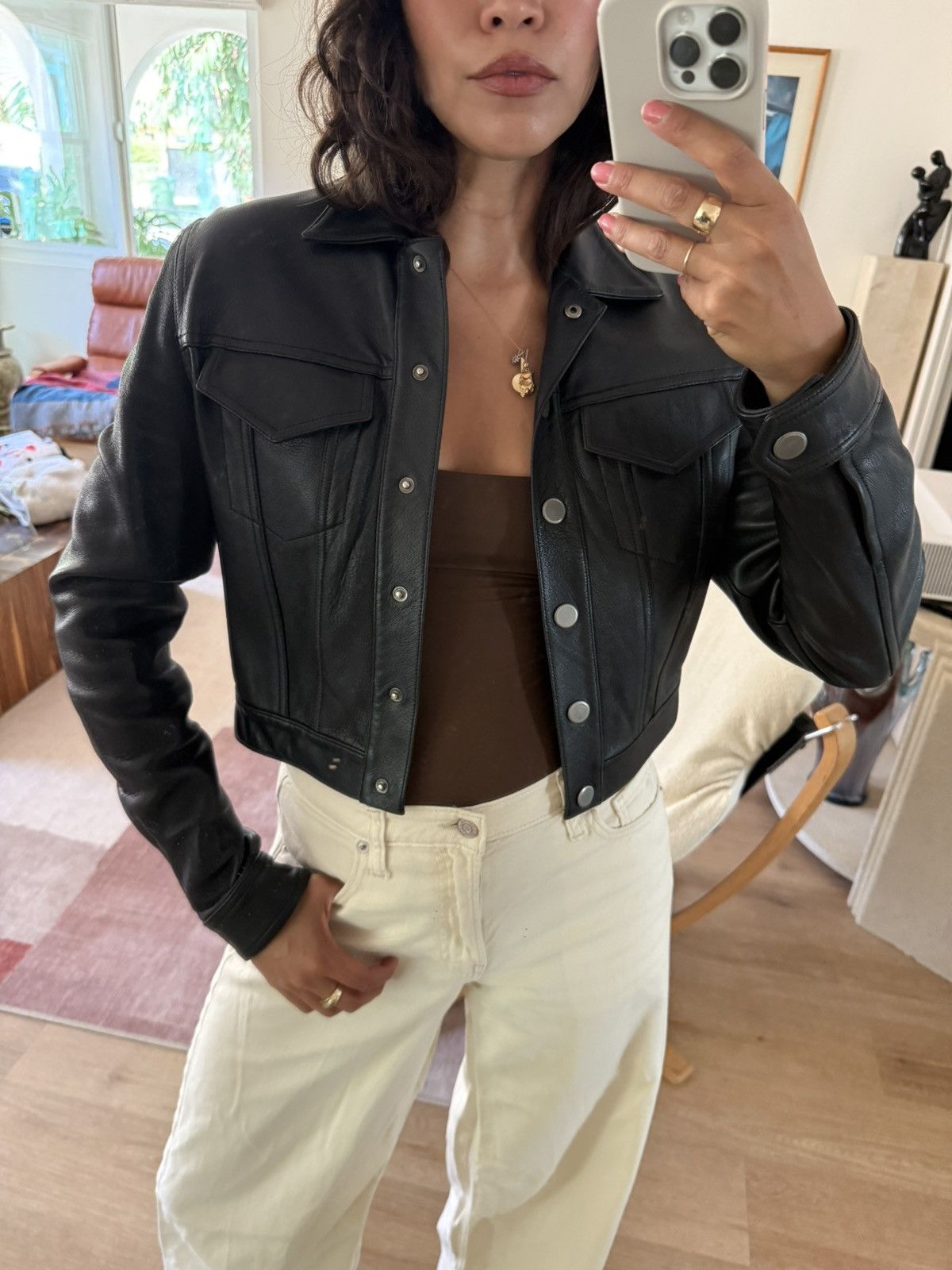 Alexander Wang Alexander Wang Cropped Leather Jacket Size S / US 4 / IT 40 - 3 Thumbnail
