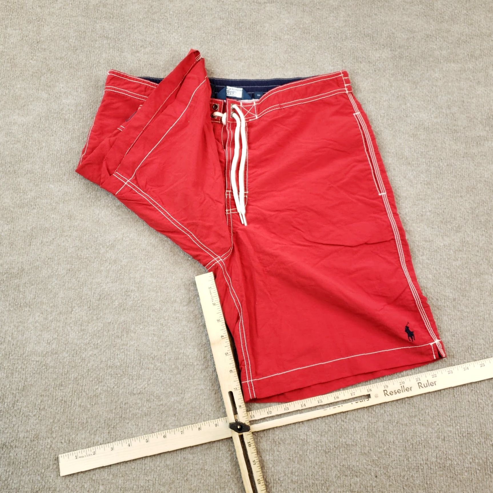 Polo Ralph Lauren VINTAGE Polo Ralph Lauren Board Shorts Mens Large Red Nylon Mesh Lined Drawstring Pockets Swimwear Size US L / EU 52-54 / 3 - 2 Thumbnail