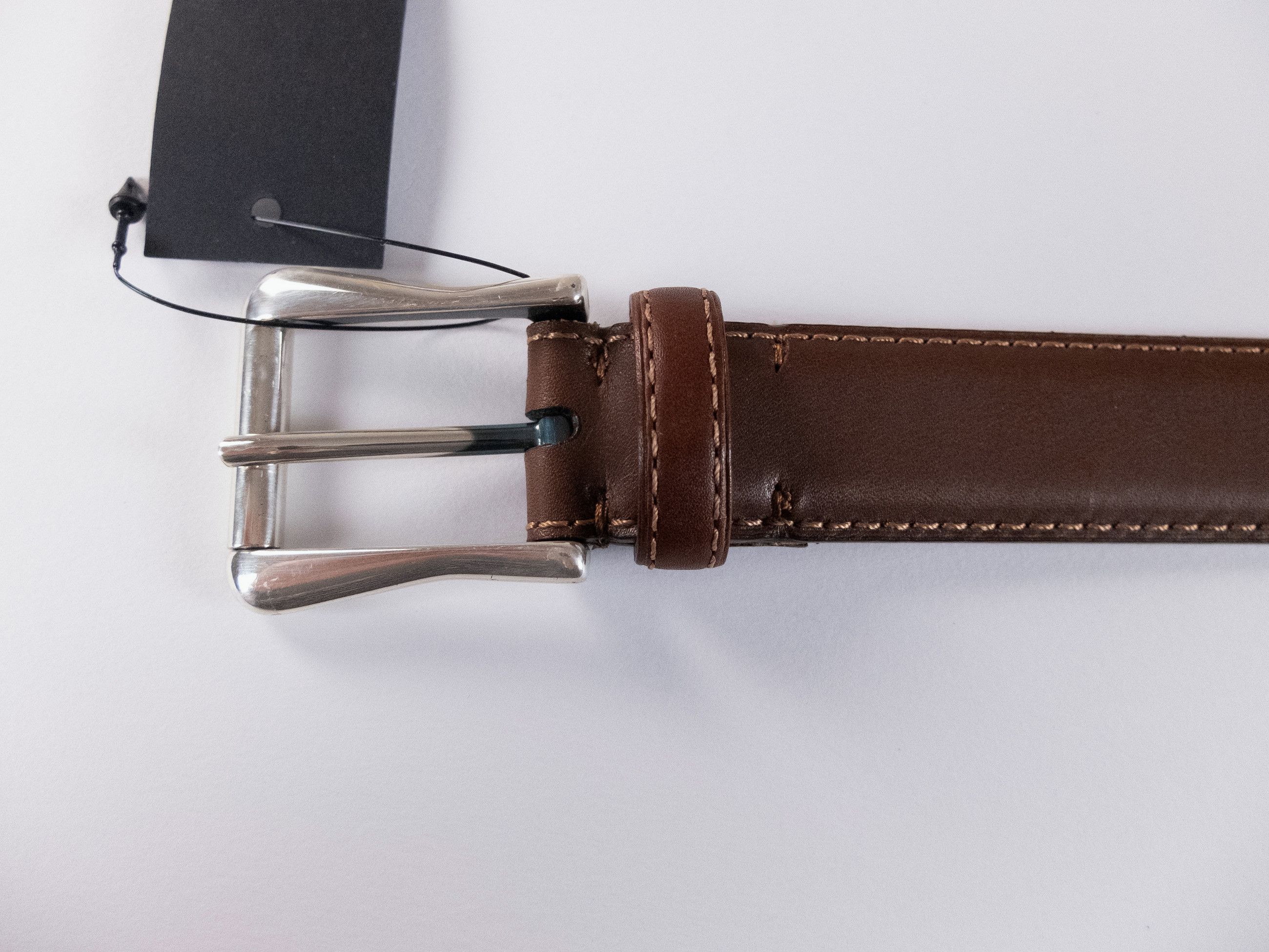 Berluti BERLUTI brown contrast stitch classic leather belt 80 Size 32 - 2 Thumbnail