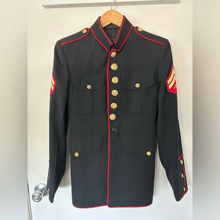 & Other Stories US Marines Lance Corporal black dress coat red gold ...