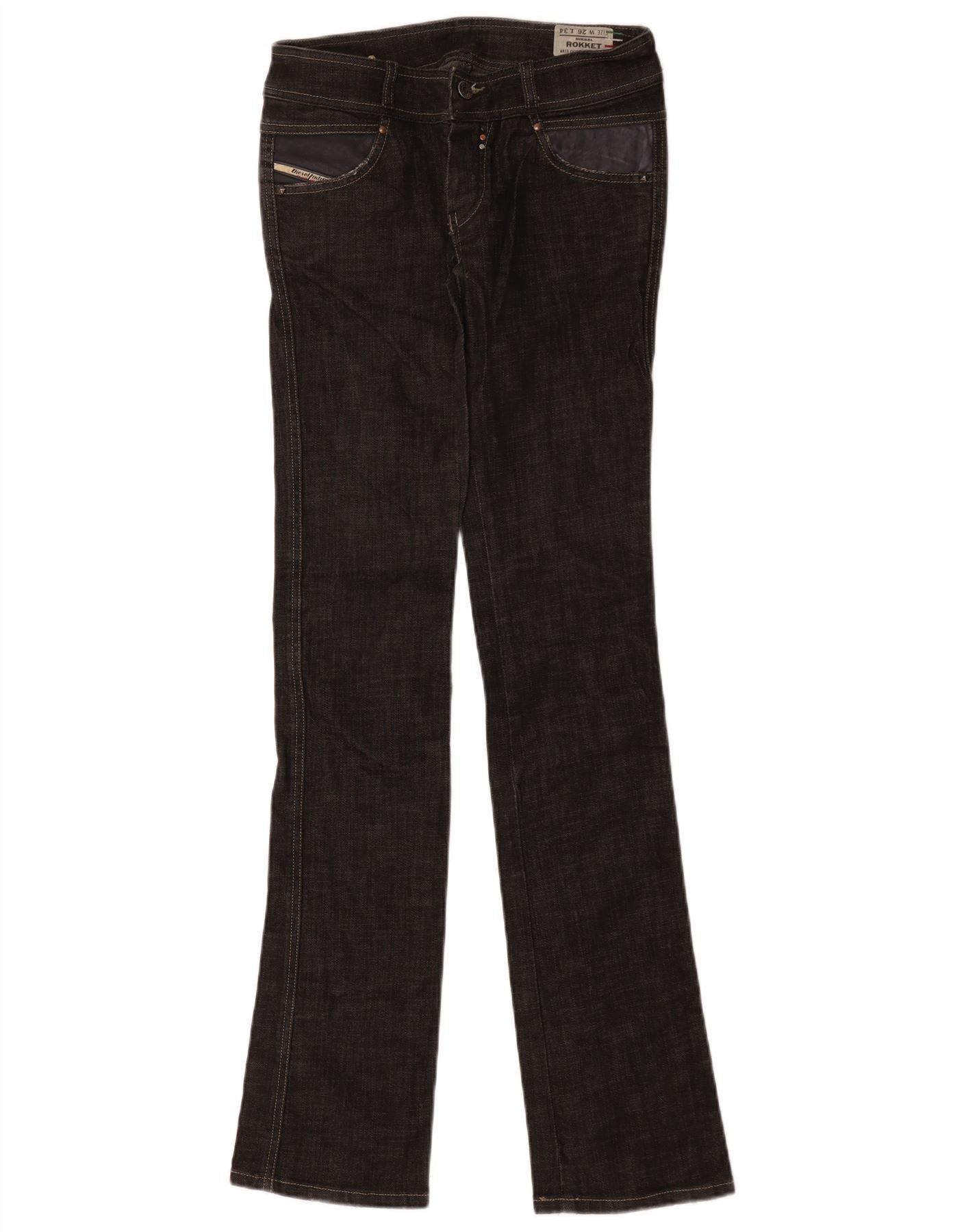 Diesel Womens Rokket Low Waist Slim Jeans W26 L34 Black Cotton Size 42" / US 20 - 1 Thumbnail