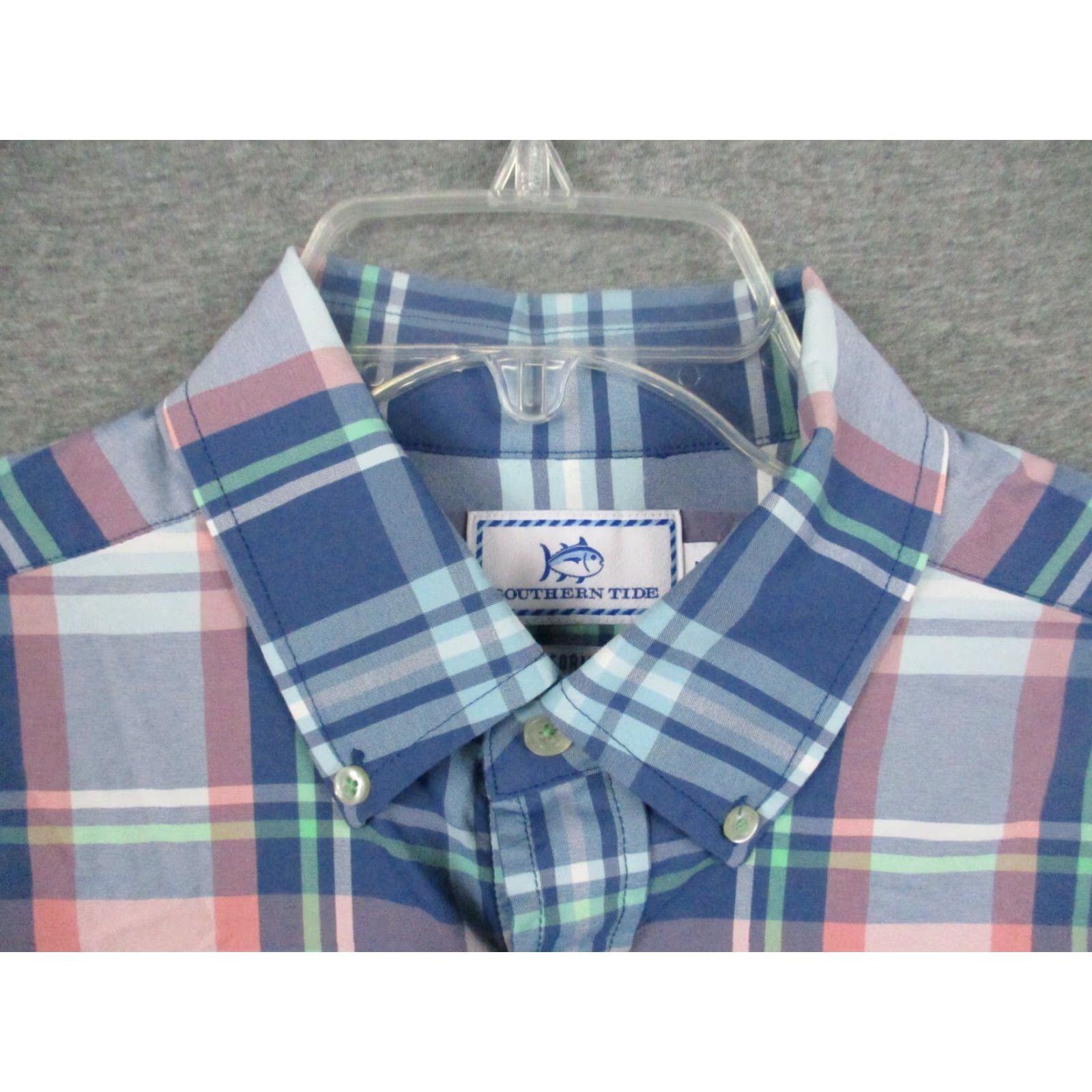 Southern Tide Southern Tide Performance Shirt Medium Mens Blue Salmon Plaid Long Sleeve Button-Up Shirt Size US M / EU 48-50 / 2 - 4 Thumbnail