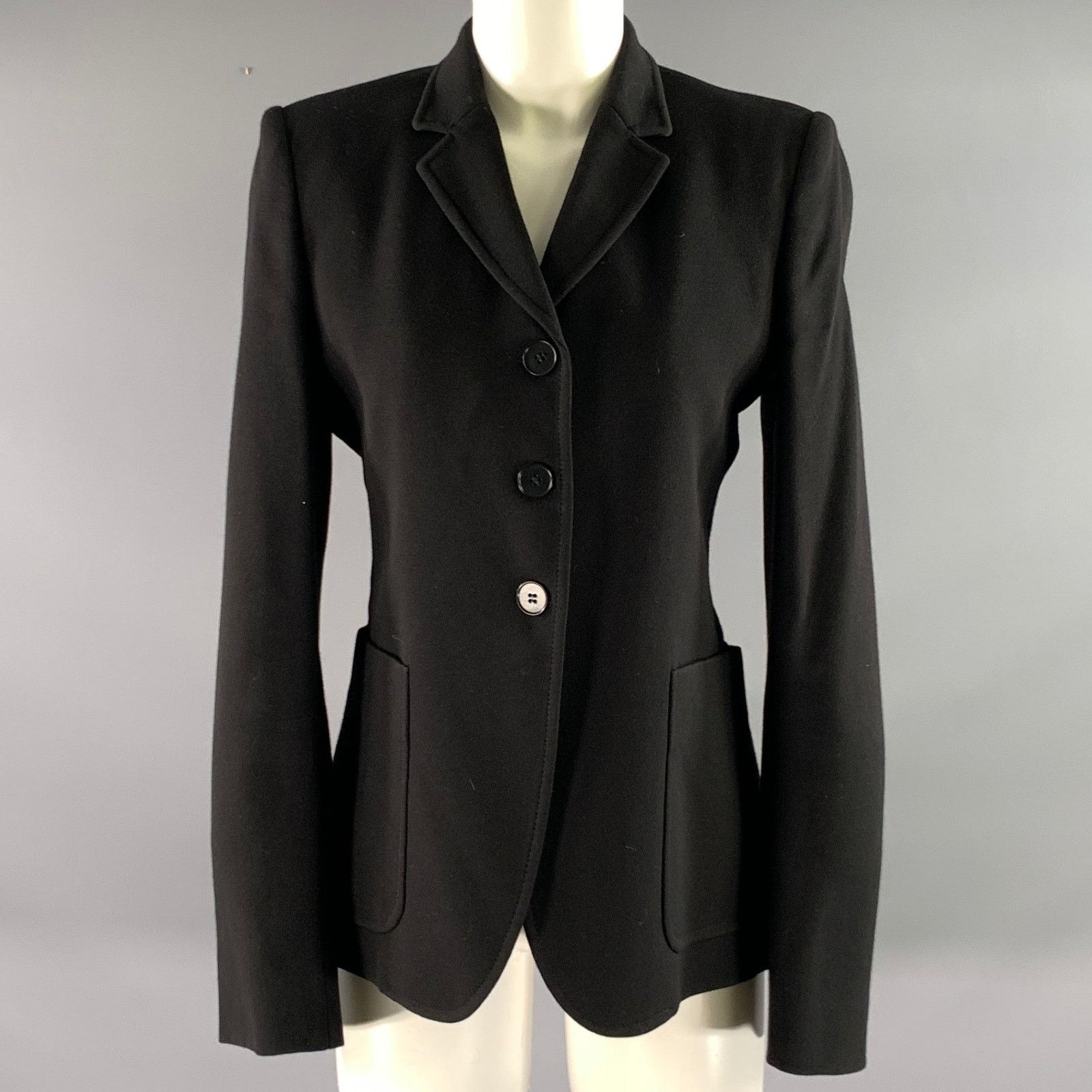 Stella McCartney STELLA McCARTNEY Size S Black Wool Blend Notch Lapel Jacket Size S / US 4 / IT 40 - 1 Thumbnail