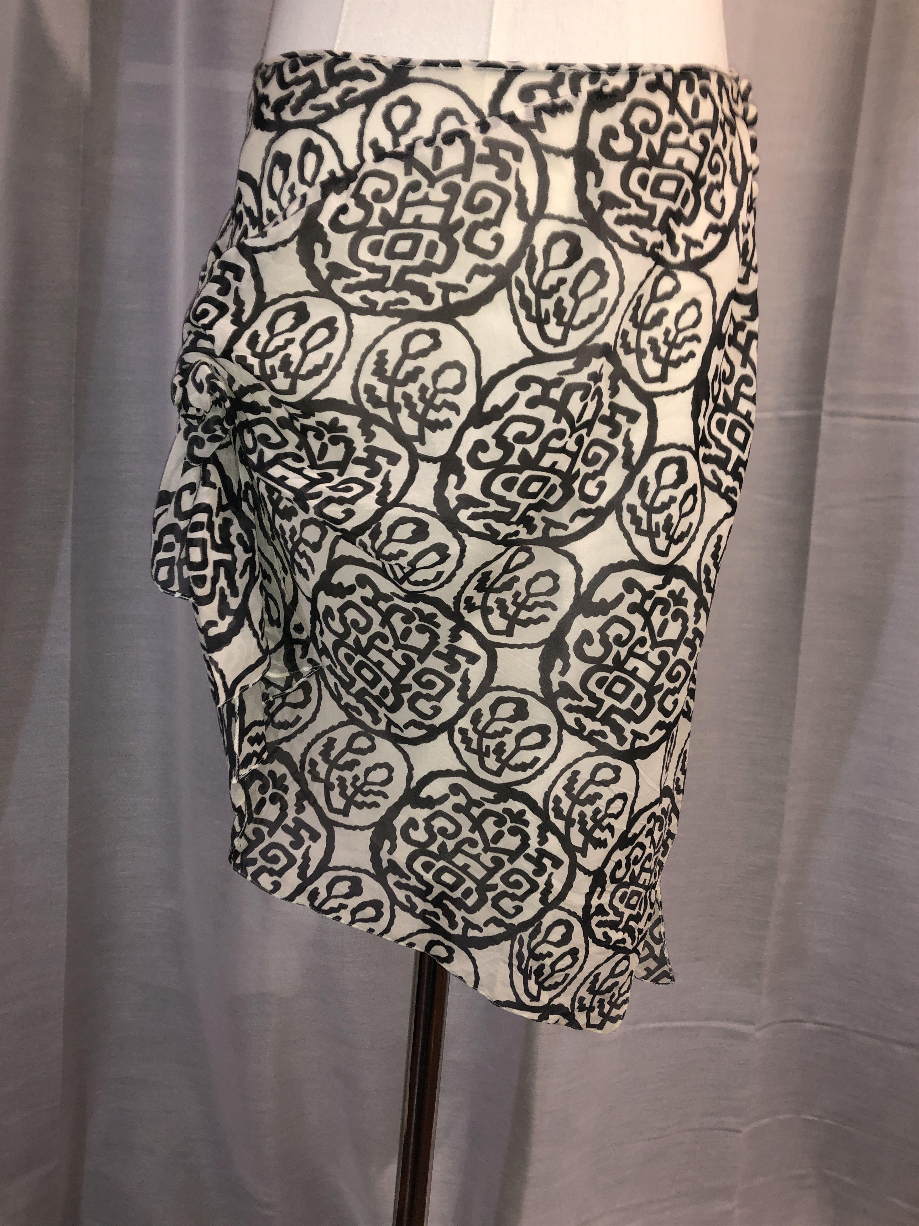 John Galliano Draped Asymmetric Printed Silk Skirt Size 27" / US 4 / IT 40 - 7 Thumbnail