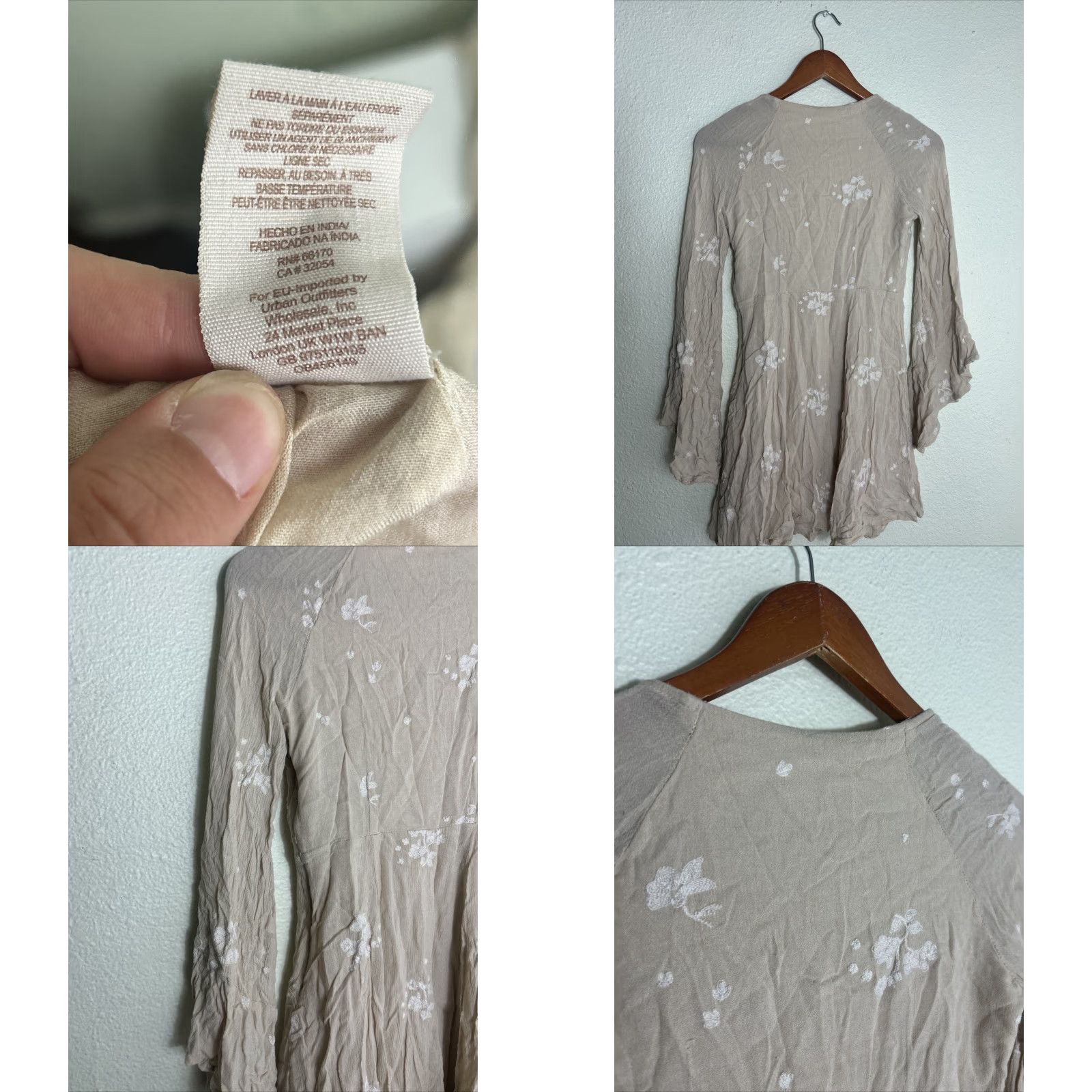 Free People Free People Jasmine embroidered wrap dress Beige Floral Bell Cuff Size 4 Womens Short Cream Dress Wrap Embroidered Size S / US 4 / IT 40 - 9 Thumbnail