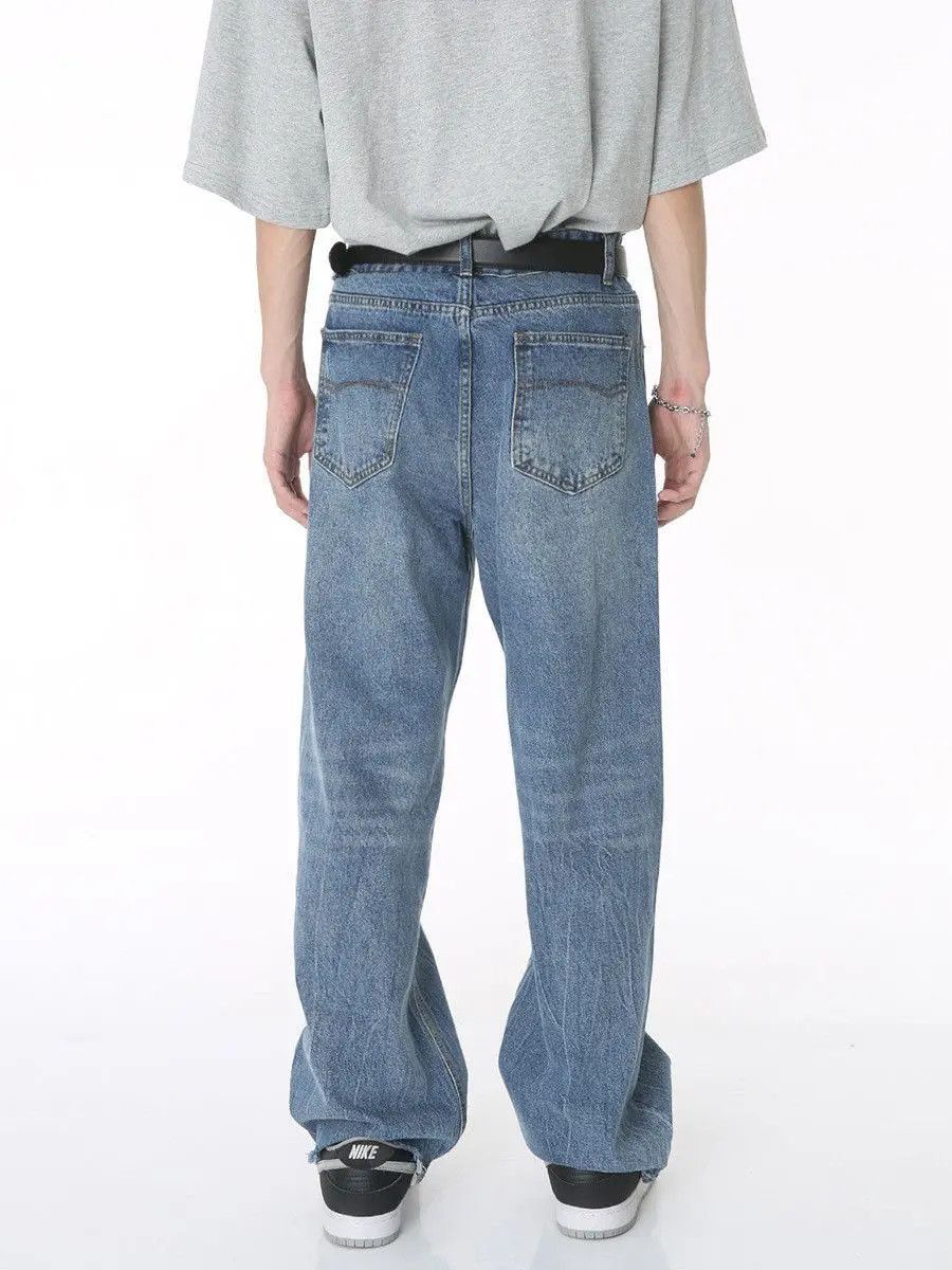 Japanese Brand Retro straight leg loose ripped jeans Size US 32 / EU 48 - 5 Thumbnail