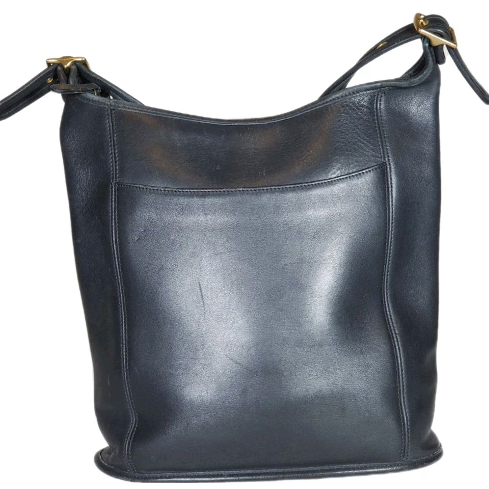 Coach VINTAGE Coach Slim Duffle Sac Shoulder Bag Black Leather Zip Top Outside Slip Pocket Women's Medium 90s Classic Size M / US 6-8 / IT 42-44 - 2 Thumbnail