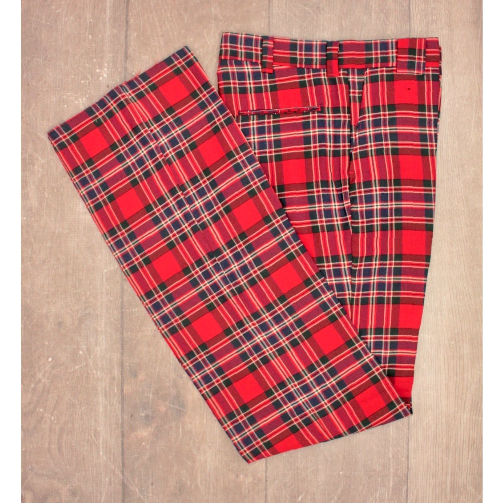 Vintage VINTAGE Buccaneer Slacks Mens 70s NOS Red Green Plaid Wool Pants 34 Unhemmed 53" 42" Inseam Golf Trousers Straight Leg Mens Size US 34 / EU 50 - 2 Thumbnail
