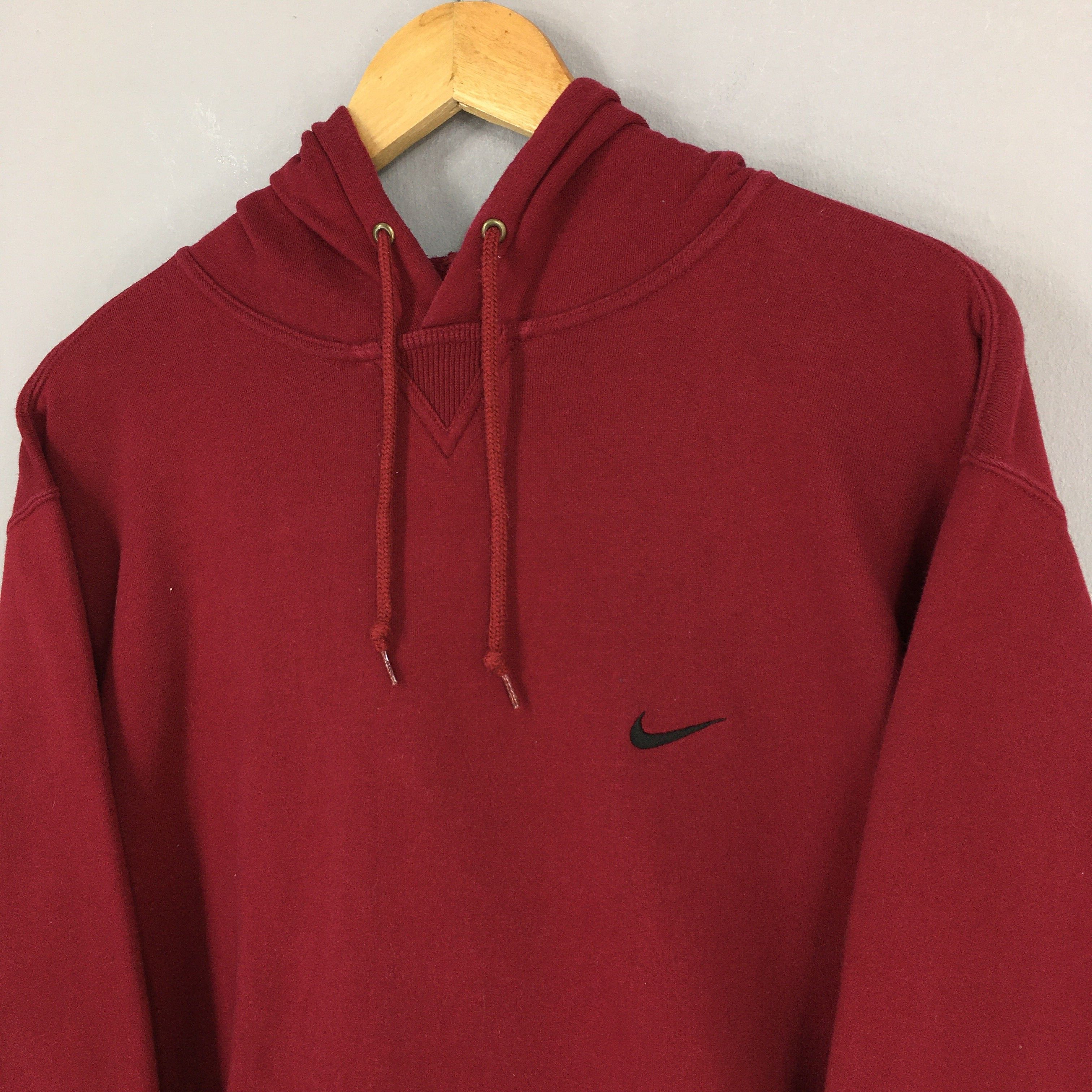 Nike Vintage 90's Nike Swoosh Maroon Pullover Hoodie Medium Size US M / EU 48-50 / 2 - 3 Thumbnail