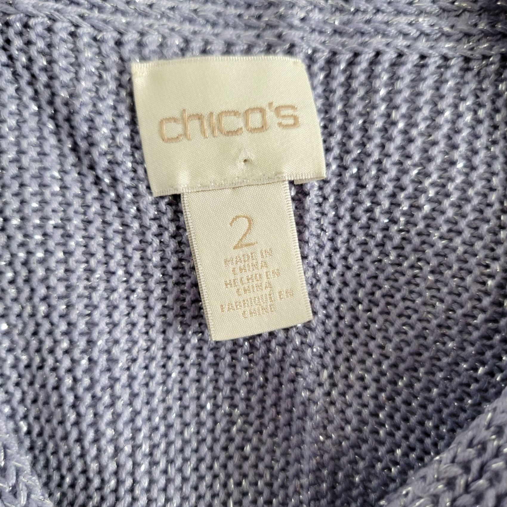 Vintage Chico's Womens Crewneck Silver Knit Pullover Long Sleeve Sweater Size 2, XS? Size XS / US 0-2 / IT 36-38 - 3 Thumbnail