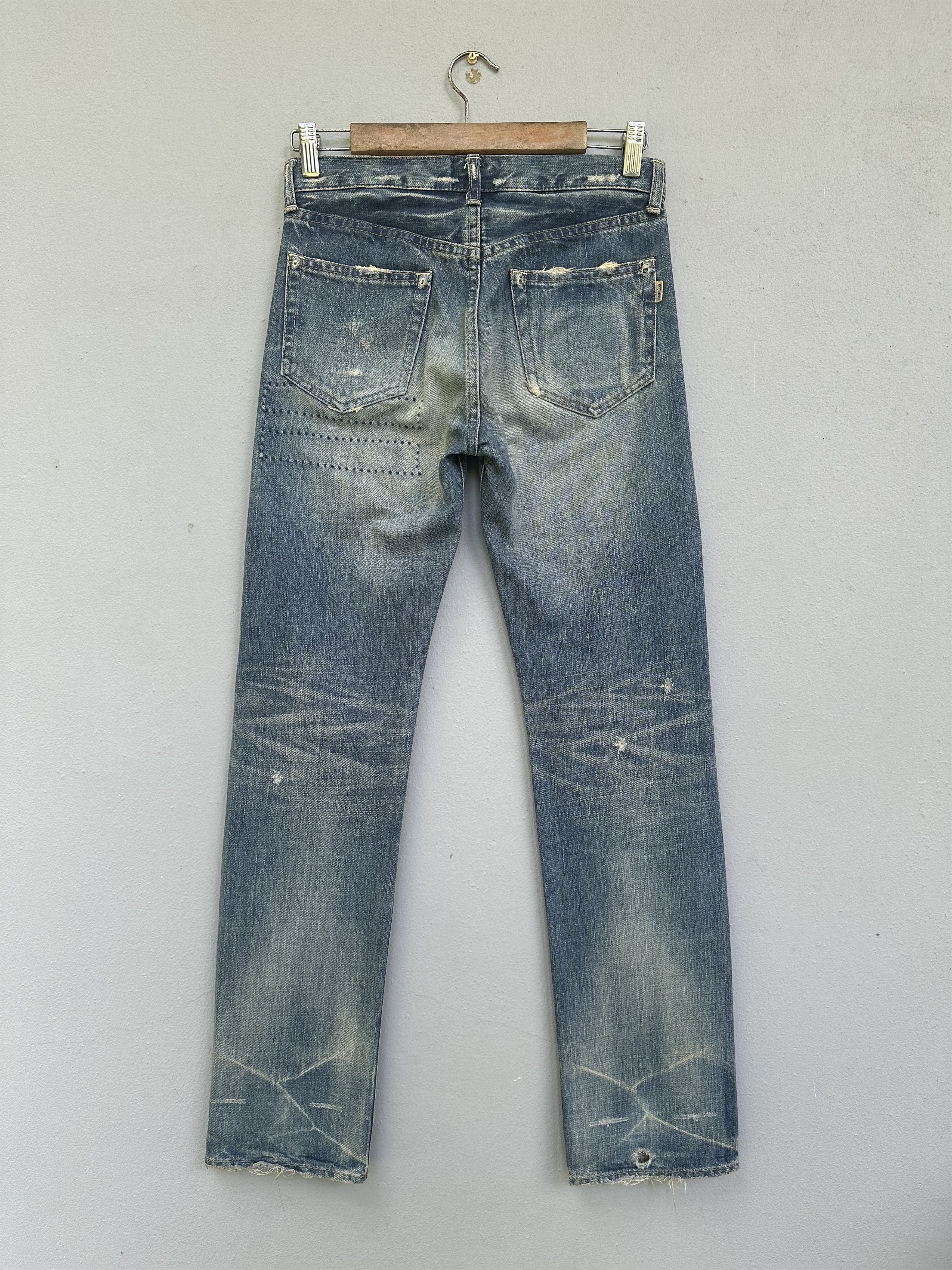 OMNIGOD Vtg Distressed Rips Boro Patchwork Omnigod Flare Denim Jeans Size US 29 - 3 Thumbnail