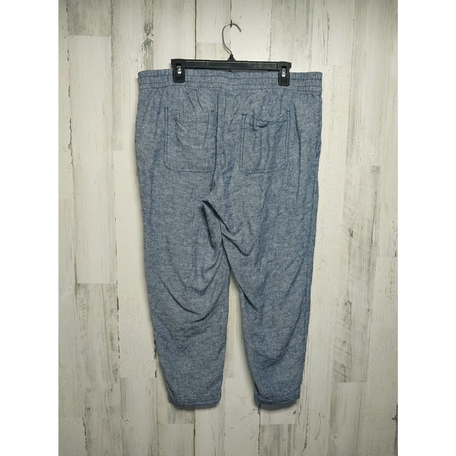 Old Navy **Women's Large Blue Linen Rayon Blend Elastic Waist Drawstring Pants** User: Women's Large Blue Linen Rayon Blend Elastic Waist Drawstring Pants Size 36" / US 14 / IT 50 - 2 Thumbnail