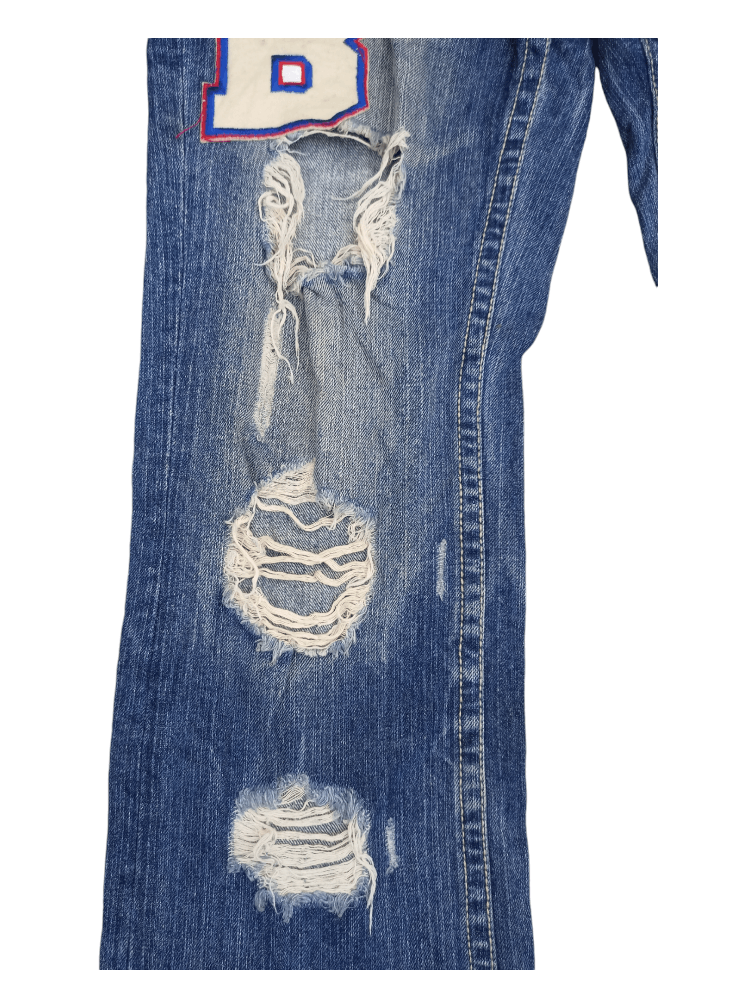 Japanese Brand BUZZSPUNKY Big Blowout Patched Distressed Flare Jeans Size US 29 - 5 Thumbnail