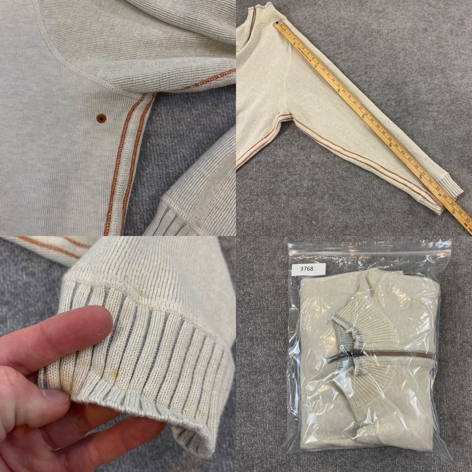 Tommy Bahama VINTAGE Tommy Bahama Sweater Mens M/L Cream Brown 1/4 Zip Pullover Swordfish Fish L/S Size US M / EU 48-50 / 2 - 8 Thumbnail