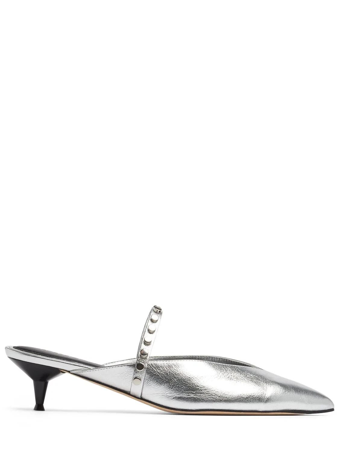 Alexander McQueen ALEXANDER MCQUEEN Silver Leather Mules New Size US 7 / IT 37 - 1 Thumbnail