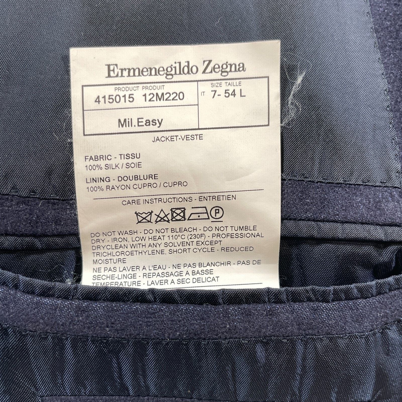 Ermenegildo Zegna Ermenegildo Zegna Mil. Easy Navy Silk jacket Coat Size 54 Size 54L - 7 Thumbnail