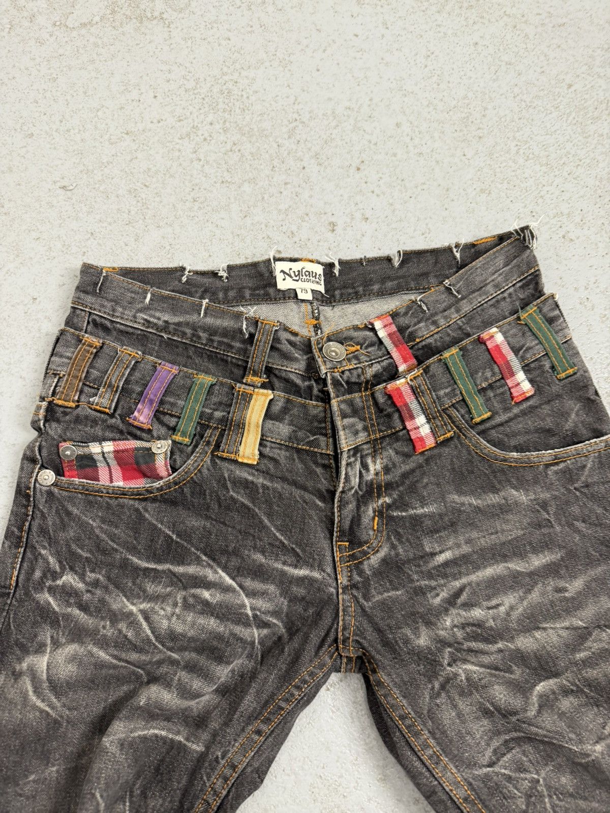Japanese Brand Nylaus Japanese Double Waisted Washed Raw Jeans Size US 32 / EU 48 - 5 Thumbnail