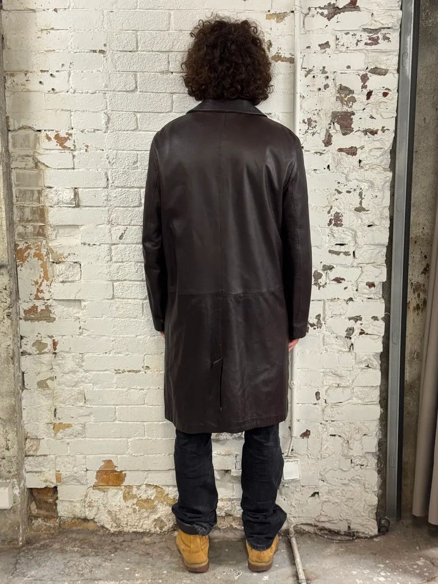 Emporio Armani 1990s Emporio Armani Dark Brown Leather Trench Coat Size US M / EU 48-50 / 2 - 3 Thumbnail