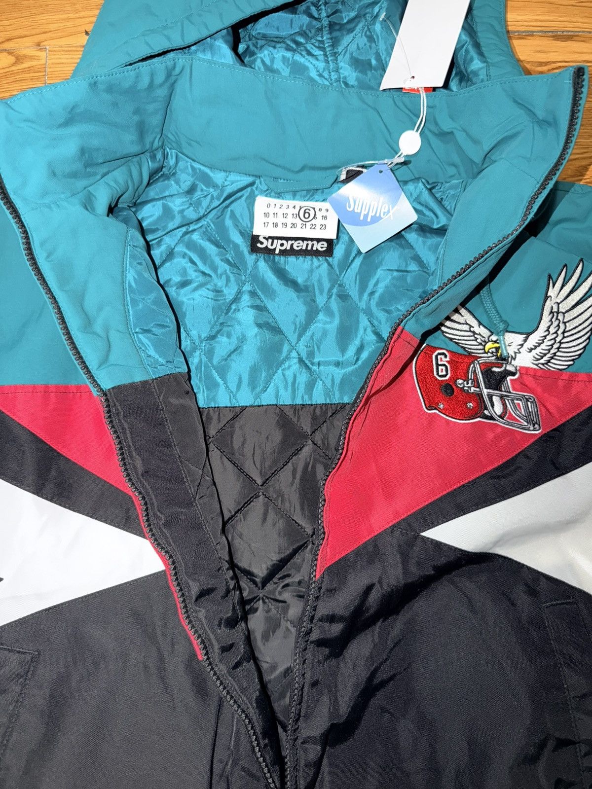 Supreme Supreme MM6 Maison Margiela Split Stadium Jacket Teal size S Size US S / EU 44-46 / 1 - 3 Thumbnail