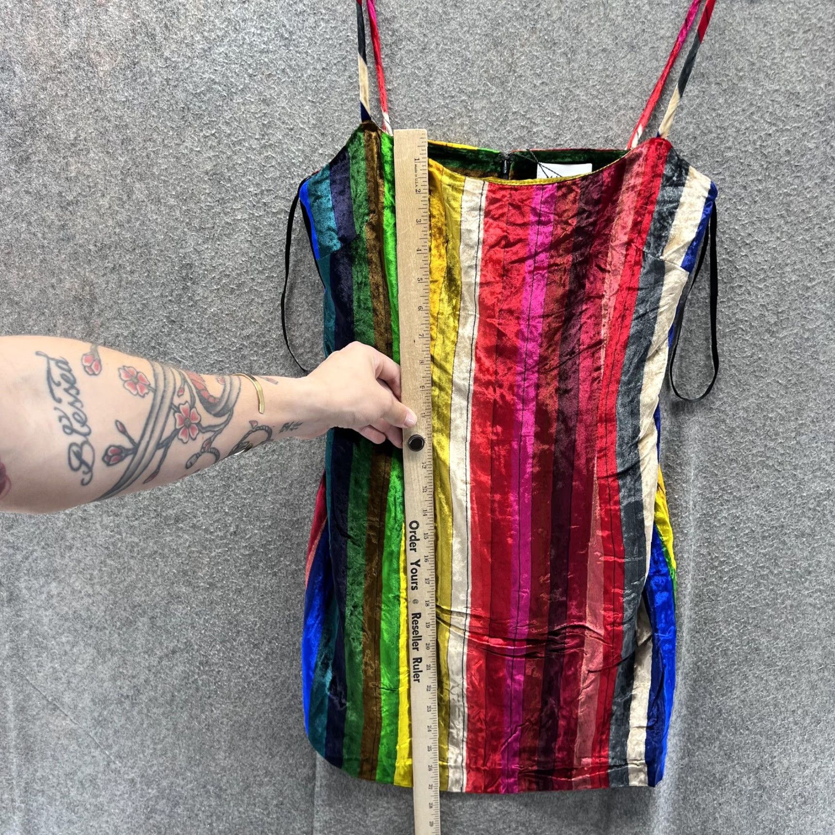 MILLY Milly Dress Womens 0 Multicolor Velvet Rainbow Stripe Scoop Mini Slip Party Dress Size XS / US 0-2 / IT 36-38 - 6 Thumbnail