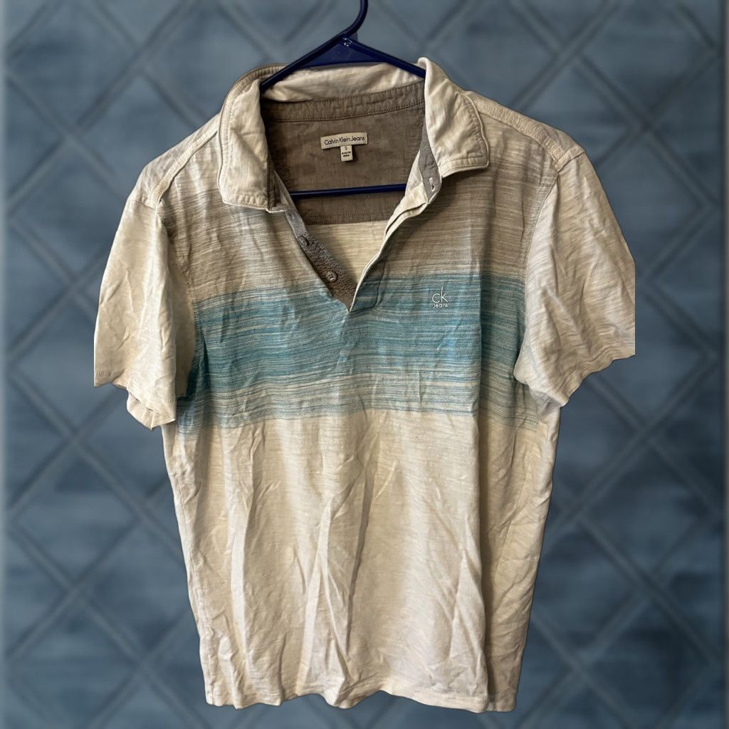 Calvin Klein Calvin Klein Polo Shirt Short Sleeve Mens S Multicolor Striped Reg Fit Casual Lightweight Knit Cotton Size US S / EU 44-46 / 1 - 1 Thumbnail