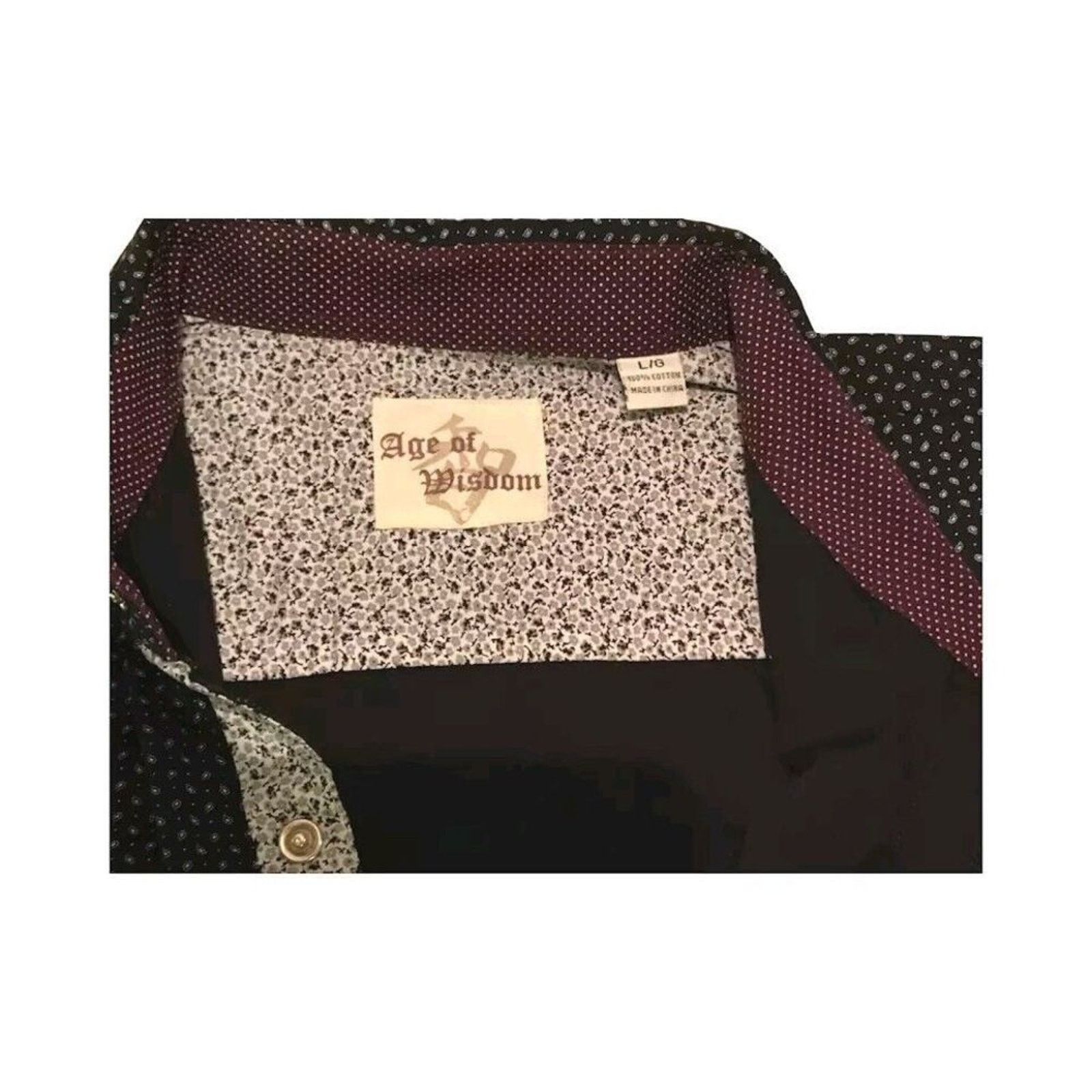 The Unbranded Brand NWOT Age Of Wisdom Men's Shirt L Black Long Sleeve Button Size US L / EU 52-54 / 3 - 3 Thumbnail