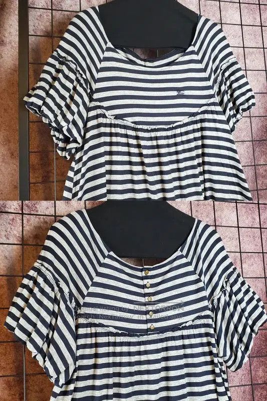 Burberry Burberry Summer Gray Striped Cotton Dress. Size M / US 6-8 / IT 42-44 - 3 Thumbnail