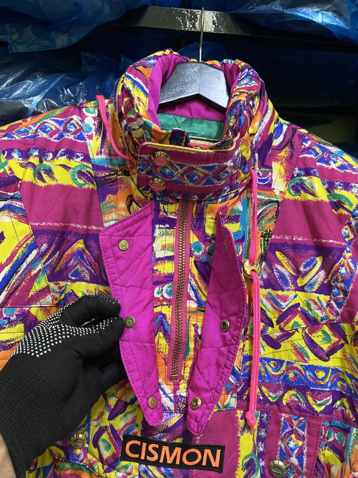 Vintage Vintage Cismon Ski Jacket Neon Abstract Print Winter Puffer Size US S / EU 44-46 / 1 - 7 Thumbnail