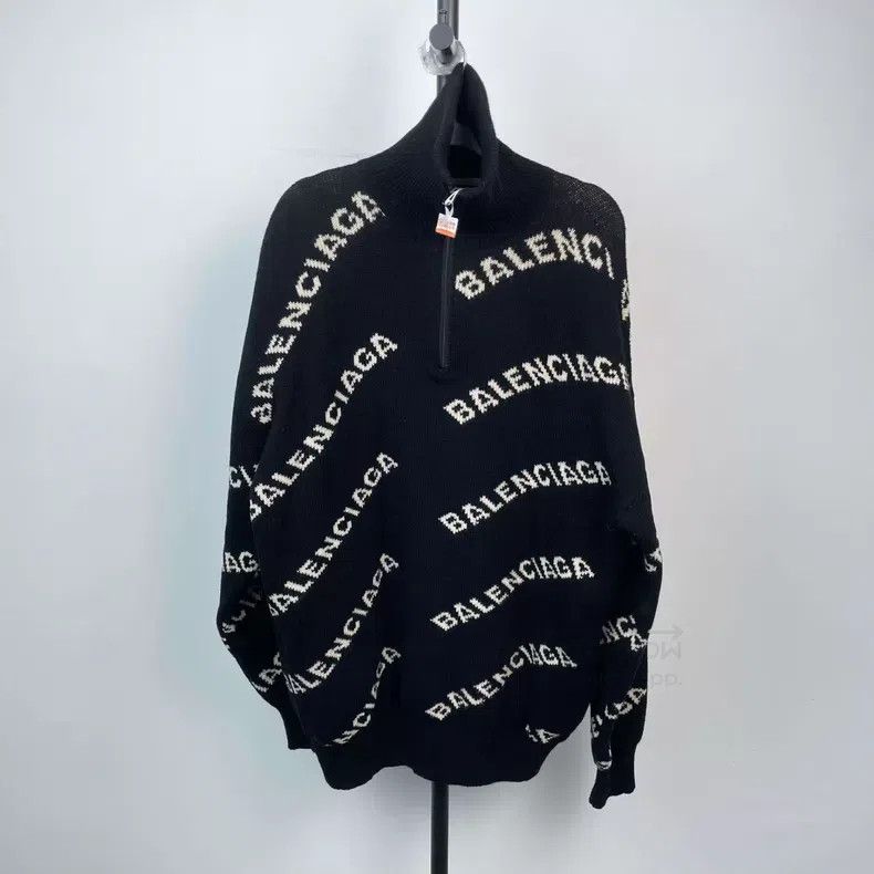 Balenciaga Balenciaga Printed Logo Half-Zip High-Neck Sweater Size US XS / EU 42 / 0 - 1 Thumbnail