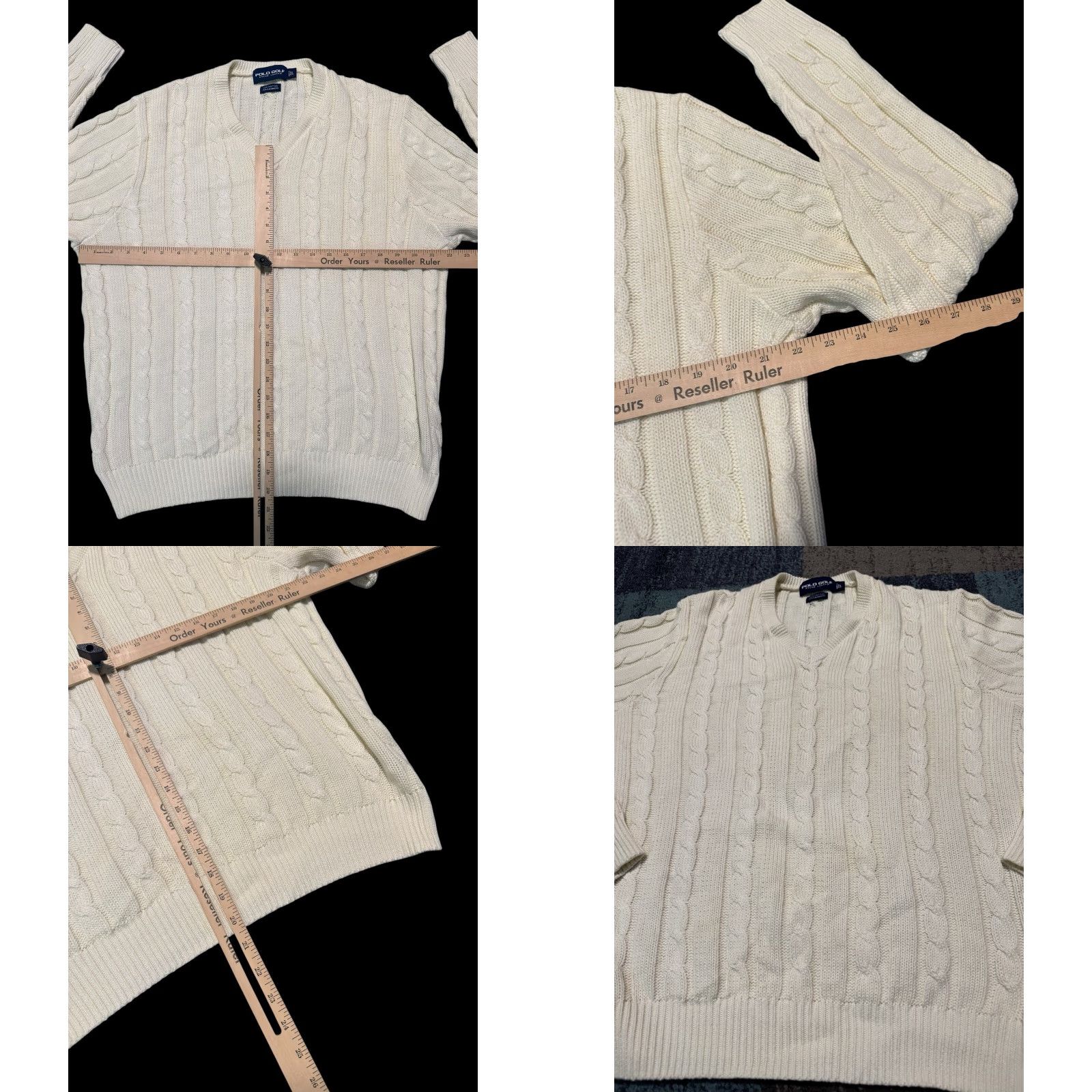 Polo Ralph Lauren VINTAGE Polo Ralph Lauren Sweater Cable Knit Cotton Cashmere Cream Mens L Crew Neck Pullover Size US L / EU 52-54 / 3 - 8 Thumbnail