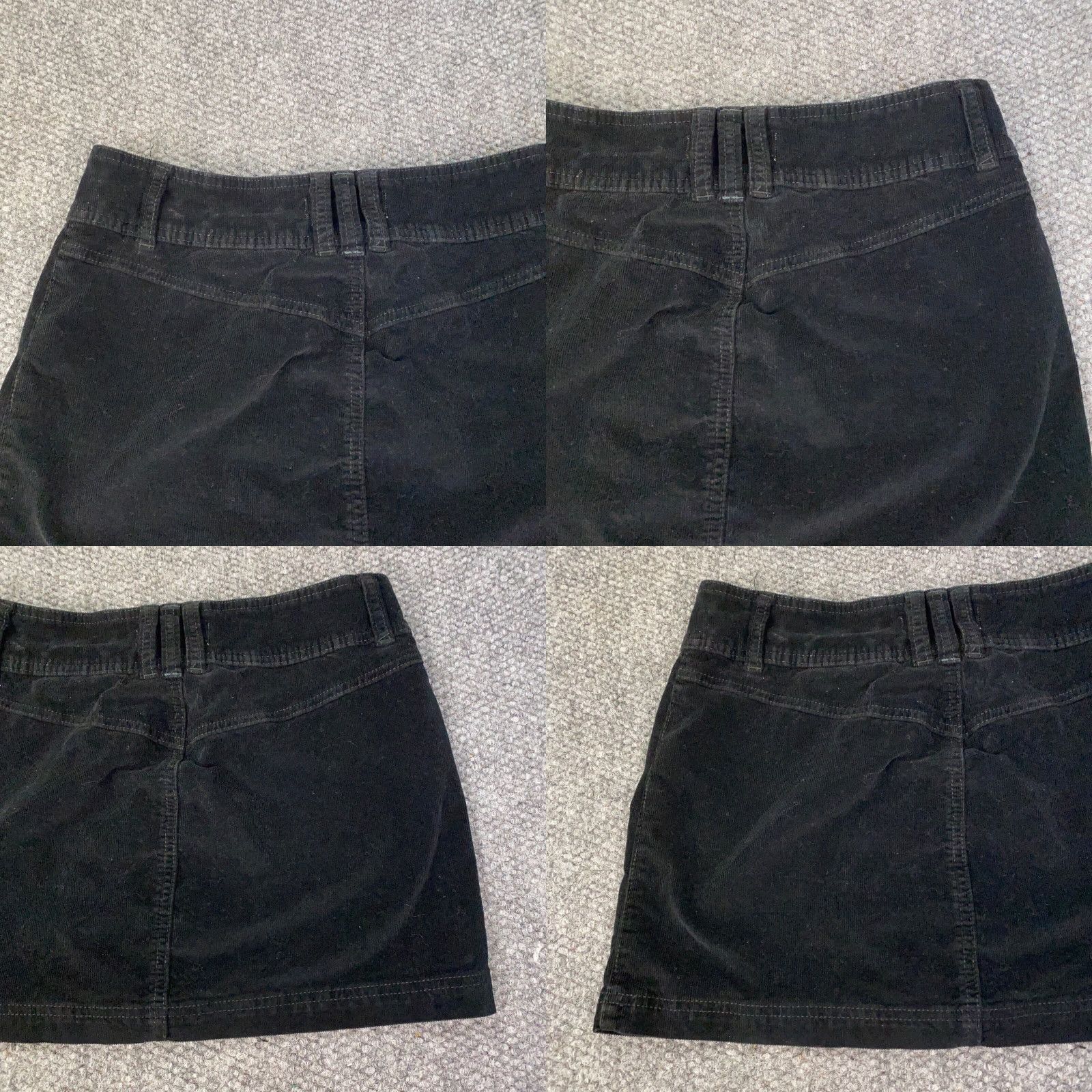 Vintage We The Free Womens Skirt Black Corduroy Pockets Stretch Exposed Button Front Mini Short Size 27" / US 4 / IT 40 - 9 Thumbnail