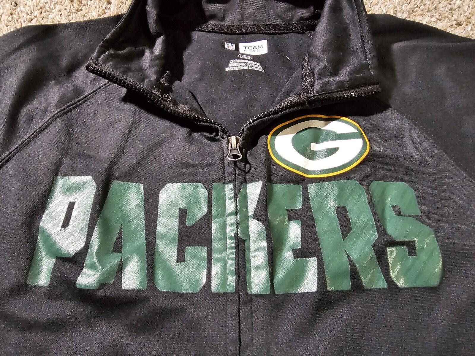 Designer NFL Team Apparel GreenBay Packers Fullzip L black sweatshirt Size ONE SIZE - 2 Thumbnail