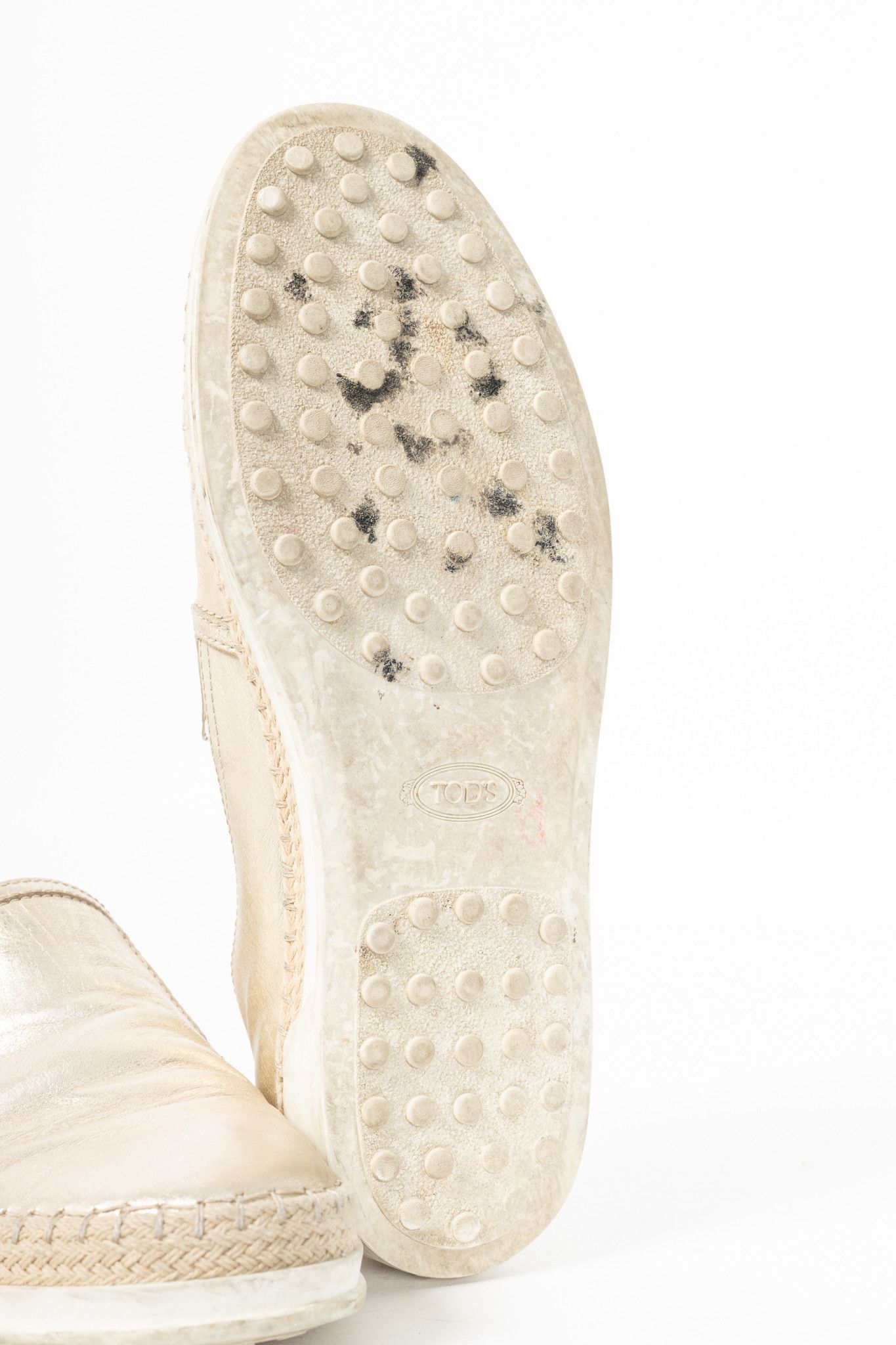 Tod's Tod's SS18 Metallic Gold Leather Espadrille Slip-On Sneakers Size US 7.5 / IT 37.5 - 5 Thumbnail