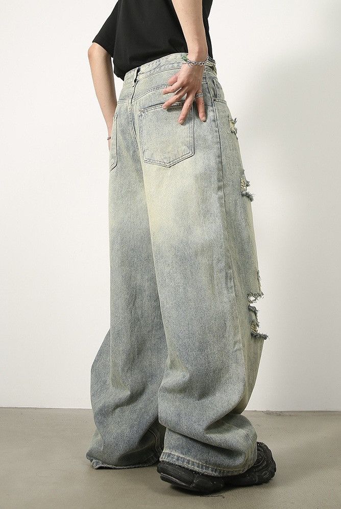 Japanese Brand × Jean Vintage Washed Hole Ripped Jeans Size US 31 - 4 Thumbnail